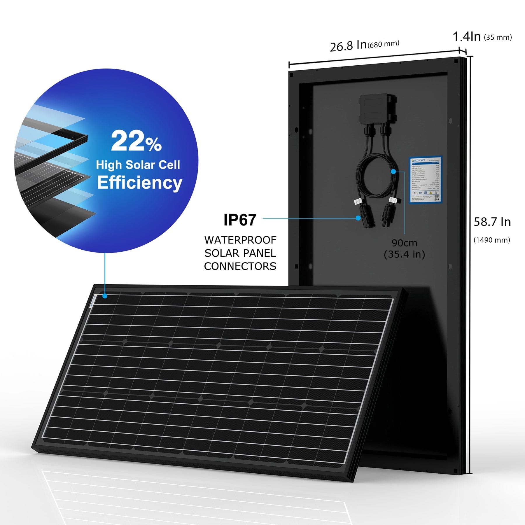 Acopower 200W Portable Solar Panel Kit - 3x200W Monocrystalline Solar Panels for Camping, RV & Off-Grid Power | Lightweight & Foldable Design