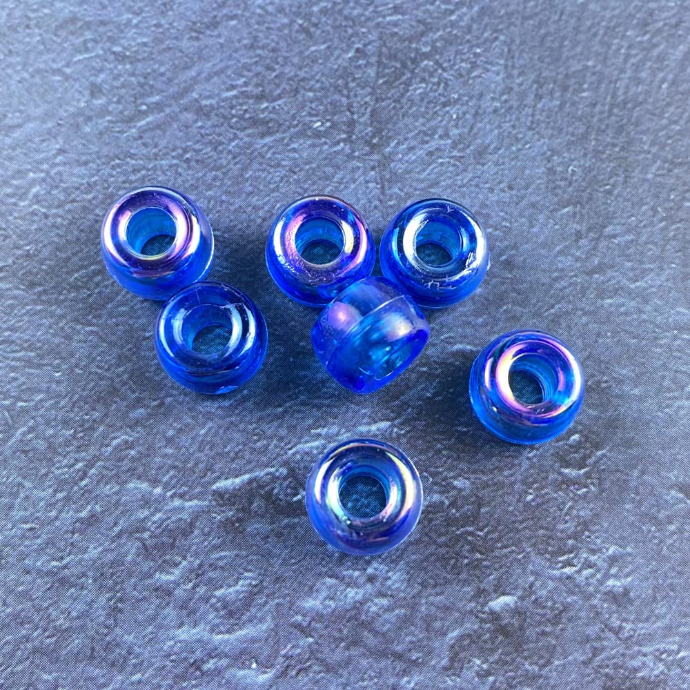 300 Pcs AB Color Acrylic Pony Beads - 6x9mm Pastel Plastic Spacer Beads for DIY Jewelry Making, Bracelets, Hair Braids & Crafts (Royal Blue AB) - Perfect for Kids Crafts, Friendship Bracelets & Party Favors