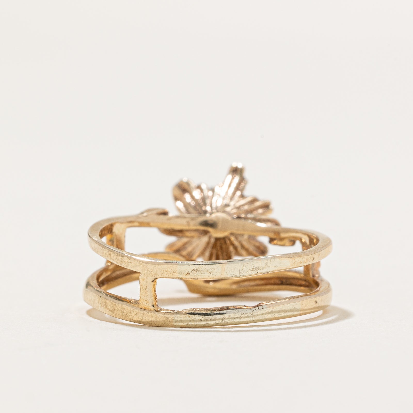 0.11ctw Three Stone Diamond Floral Ring - Size 7 | Elegant Engagement, Wedding, Anniversary Gift for Her | Perfect for Romantic Occasions & Special Celebrations