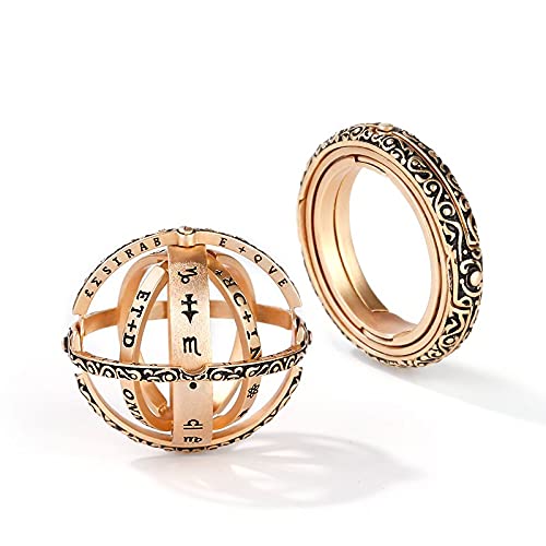 Jeulia Open Astronomical Sphere Ball Ring for Men & Women - 925 Sterling Silver Foldable Comic Finger Ring with Free Chain - Couple Lover Jewelry Gift - Perfect for Anniversary, Valentine's Day & Romantic Occasions