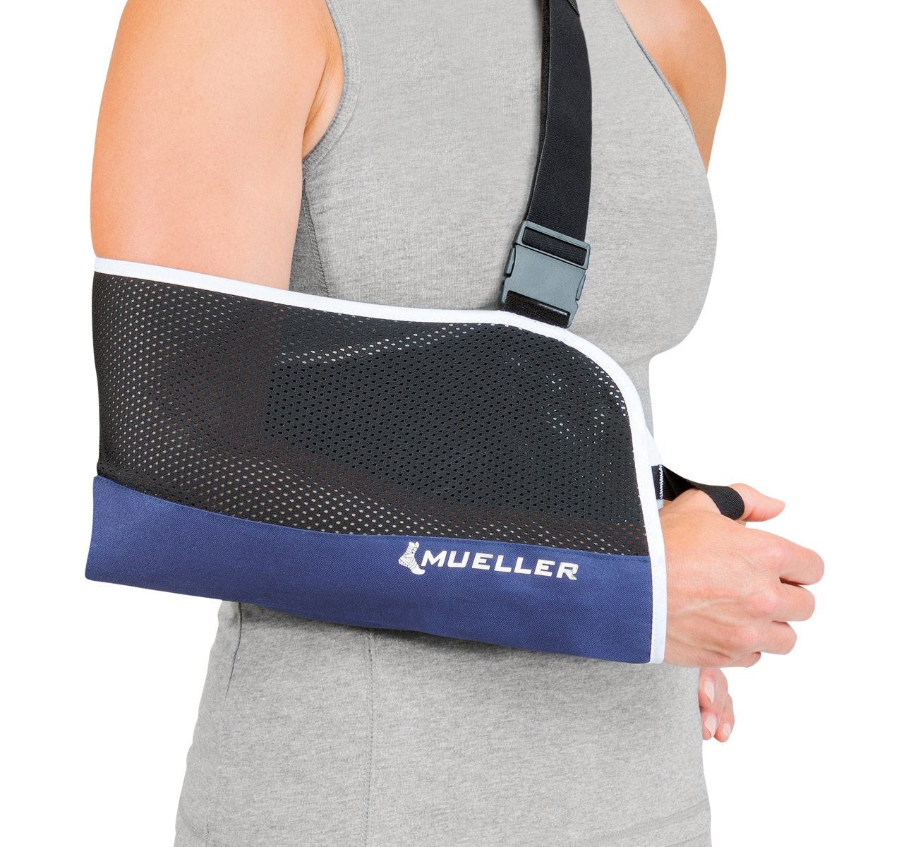 Mueller Adjustable Arm Sling for Shoulder Support - Comfortable & Breathable Medical Sling for Broken Arm, Dislocated Shoulder, Post-Surgery Recovery - Ideal for Adults & Seniors (Use at Home, Work, or Travel)