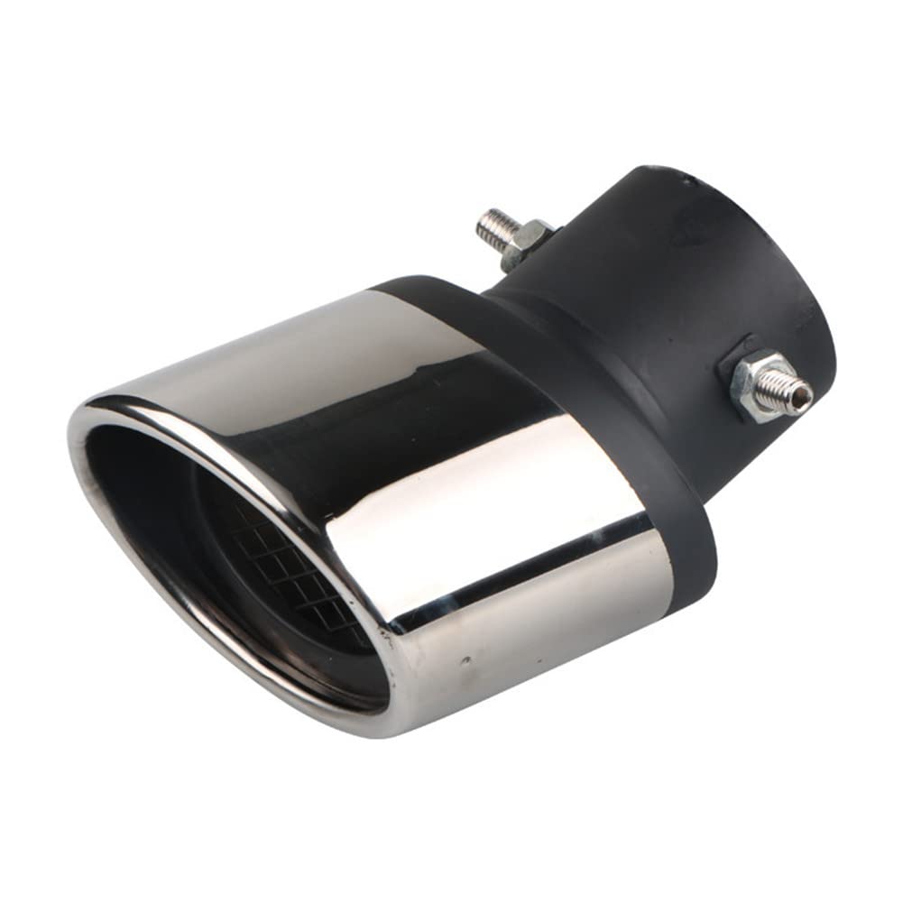 Universal Stainless Steel Car Exhaust Tail Pipe - 63mm Diameter Curved Design, Silver & Black Finish - Durable Auto Exhaust Tip for Most Vehicles | Perfect for Performance Upgrades & Custom Car Modifications