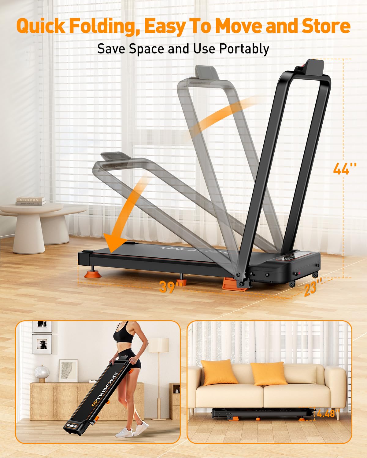 Upgraded 3.5HP Under Desk Treadmill with Incline - 330Lbs Capacity Walking Pad for Home & Office, 4-in-1 Portable Treadmill with Remote Control, APP & LED Display - Perfect for Small Spaces, Work from Home & Low-Impact Exercise
