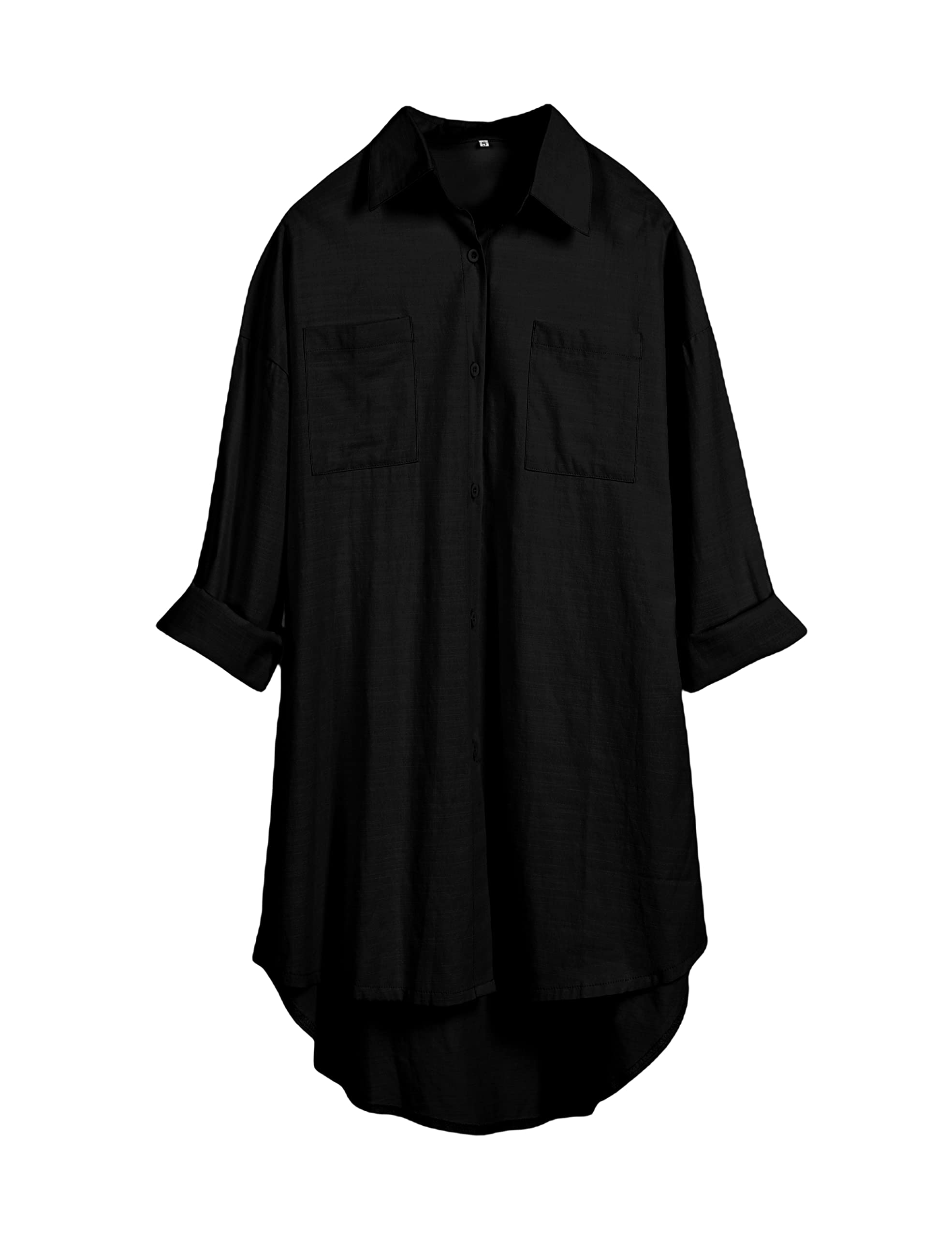 Bianstore Women's Oversized Linen Shirt - Long Sleeve Button Up Blouse with High Low Hem for Casual & Office Wear | Summer Beach Cover Up & Boho Style Outfit