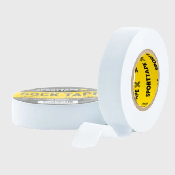 SportTape 1.9cm x 20m Athletic Sock Tape - White Elastic Adhesive Bandage for Running, Soccer & Sports Injury Prevention