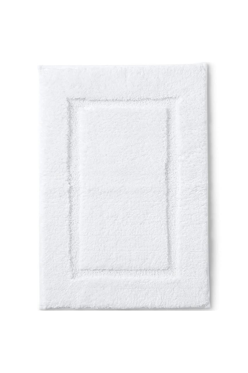 Lands' End Supima Cotton Non-Skid Bath Rug - Soft Absorbent Bath Mat for Bathroom Floor, White, Medium Size - Perfect for Bathroom, Spa, and Shower Use