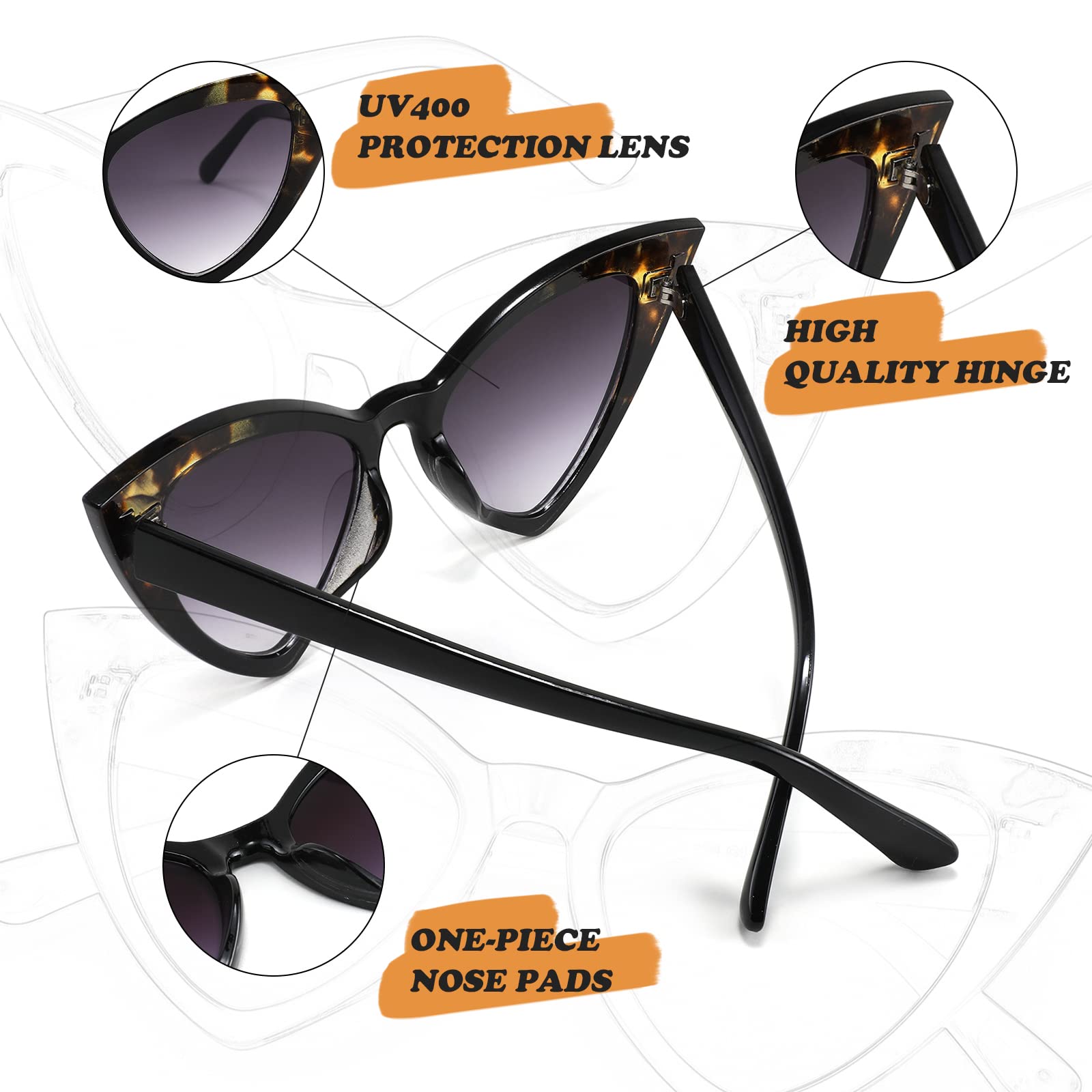 FEISEDY Retro Cat Eye Sunglasses for Women - Vintage 1950s Style UV400 Protection Sunglasses - B2235 - Perfect for Beach, Driving & Fashion Outfits