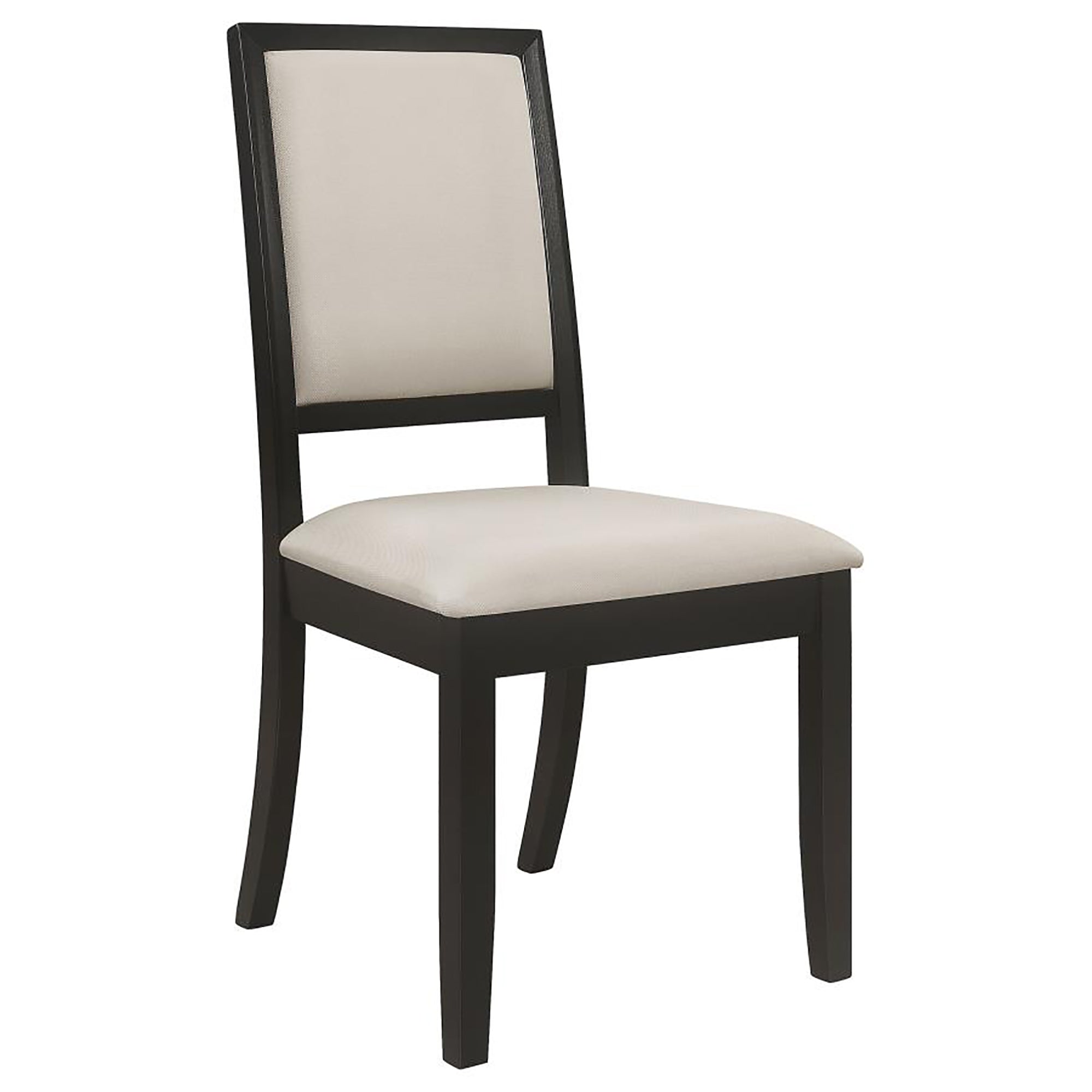 Cream and Black Upholstered Side Chairs (Set of 2) - Modern Dining Room Chairs for Kitchen, Living Room, and Office - Comfortable Accent Chairs for Home Decor