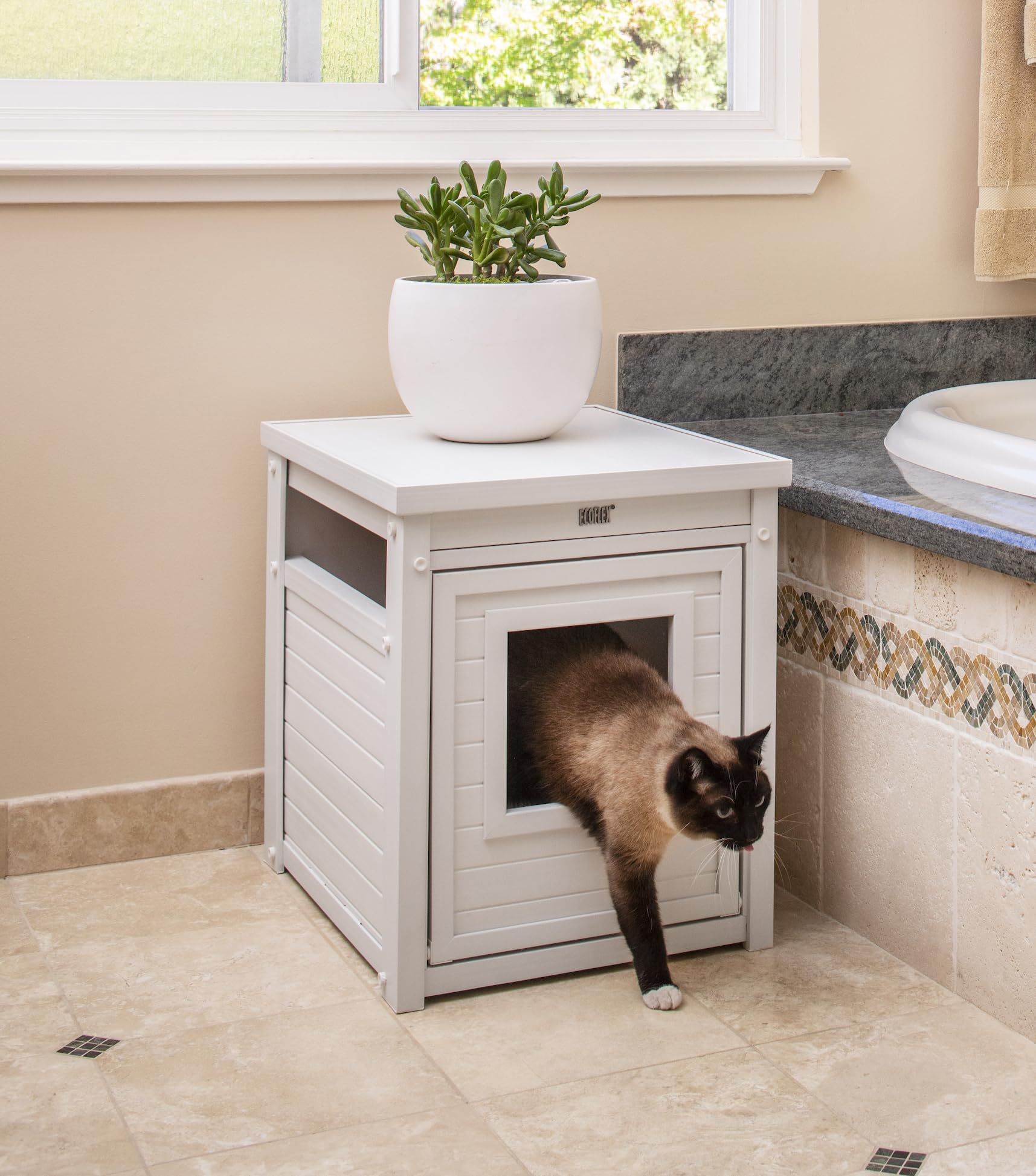 New Age Pet ECOFLEX Litter Loo Cat Litter Box Cover with Odor Control - Stylish End Table for Living Room, Bedroom or Office - Perfect Furniture Disguise for Cat Owners