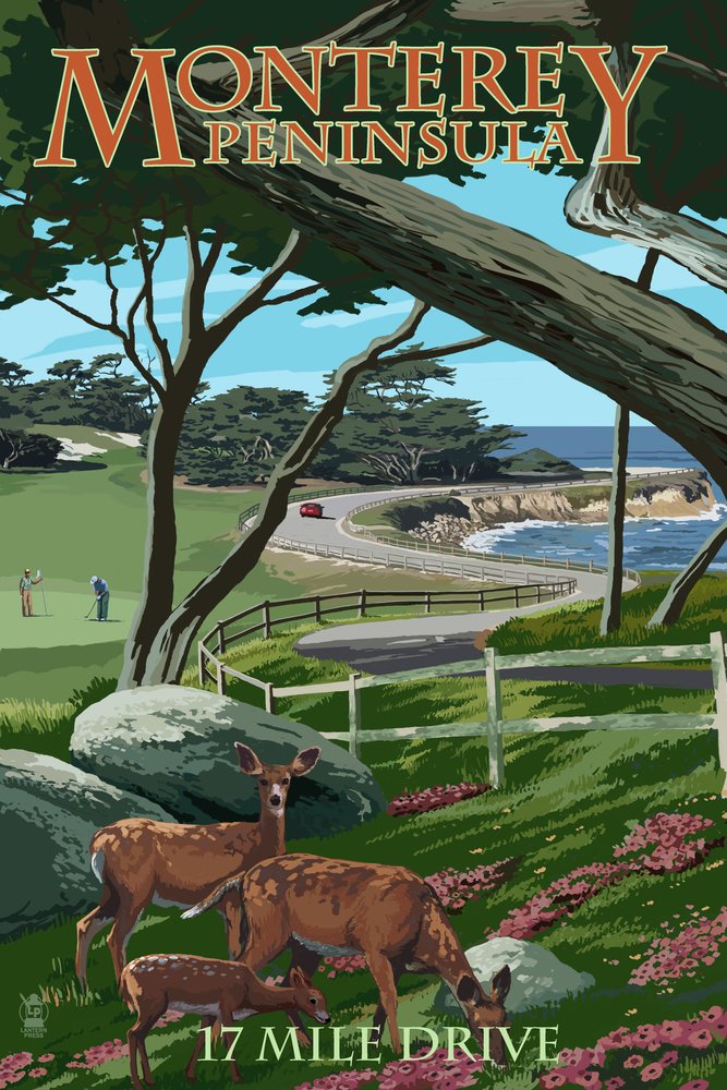 24x36 Signed Art Print - Monterey Peninsula 17 Mile Drive California Landscape Wall Decor Poster | Perfect for Home, Office & Gallery Display