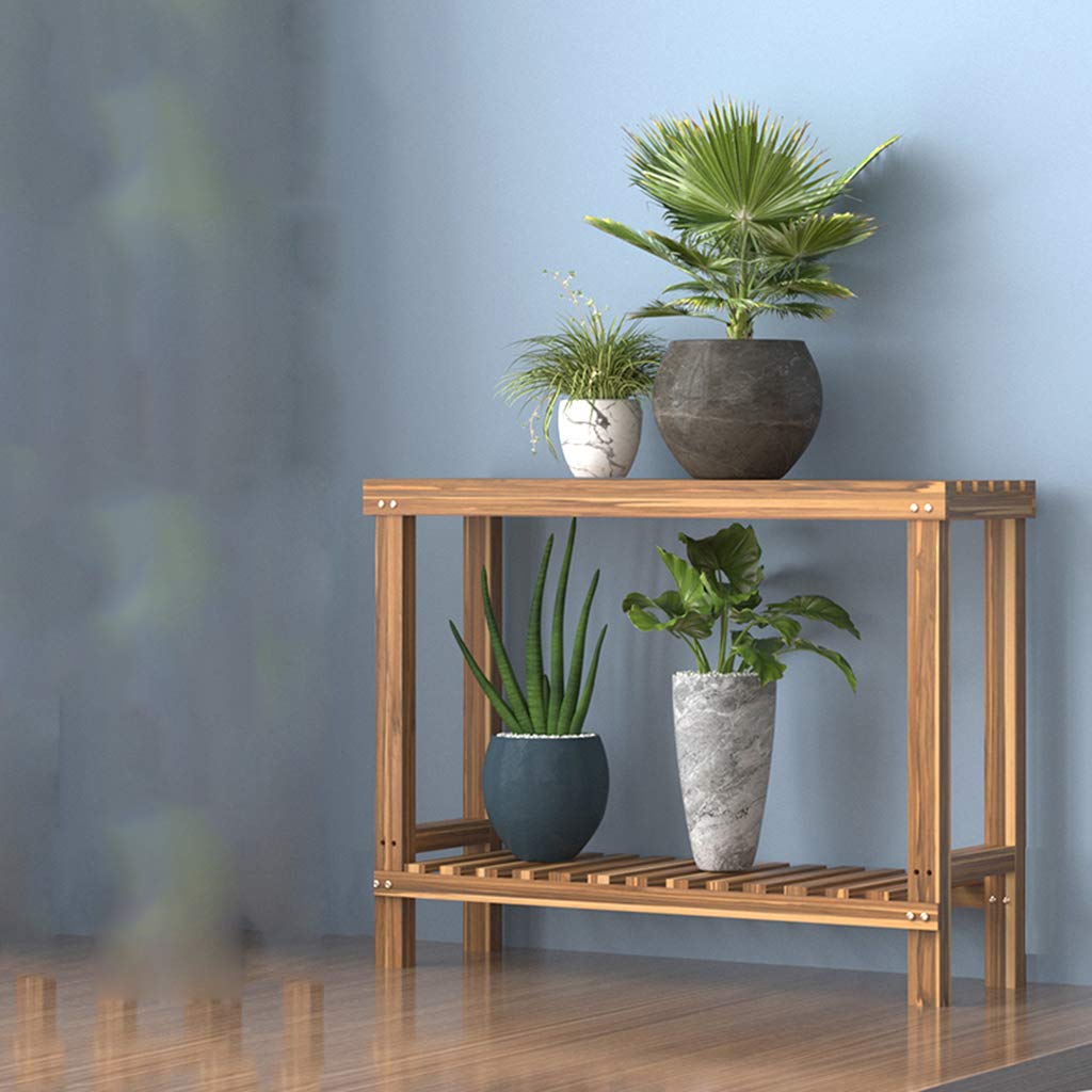 2-Tier Wooden Flower Shelf - 80x25x60cm Plant Display Stand for Indoor/Outdoor Potted Plants, Herb Garden Storage & Home Decor - Perfect for Balcony, Patio, Living Room & Kitchen Organization