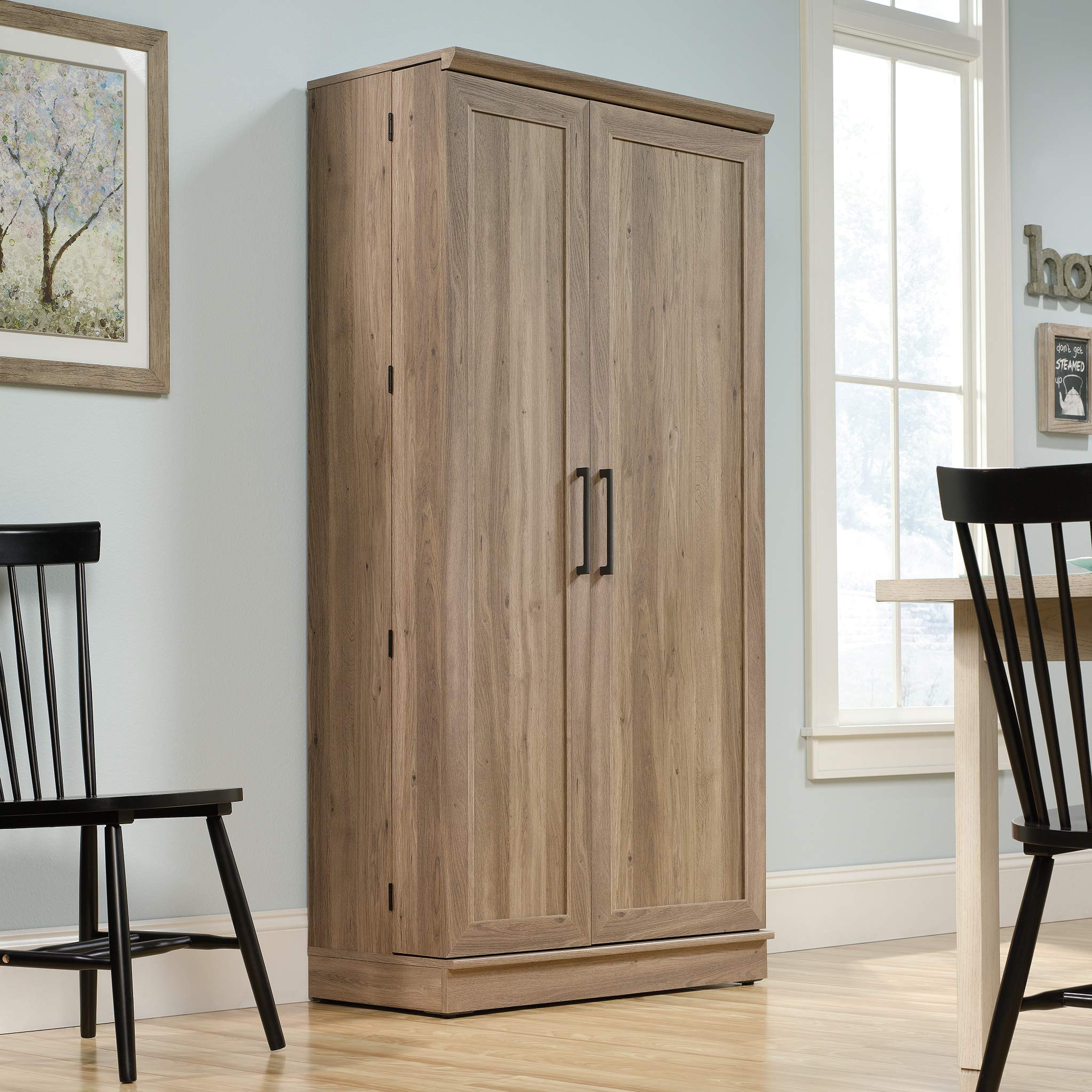 Sauder HomePlus Storage Cabinet - Pantry Organizer with Salt Oak Finish for Kitchen, Bathroom & Living Room Storage