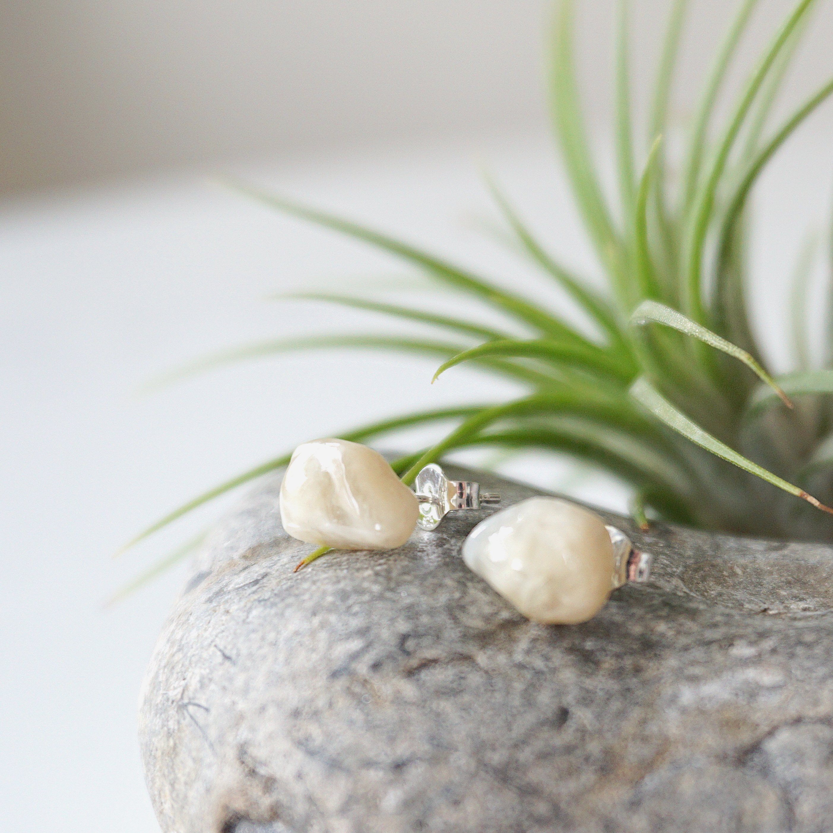 Moonstone Stud Earrings for Women - Hypoallergenic Sterling Silver Post Earrings for Everyday Wear & Special Occasions
