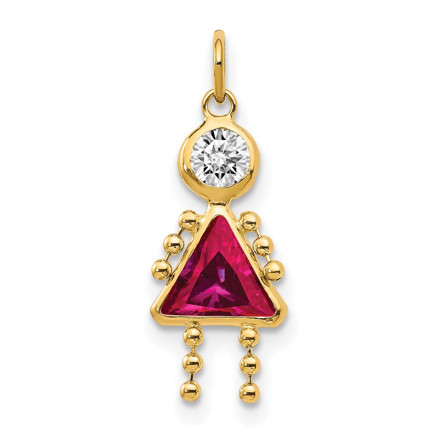 14K Yellow Gold July Birthstone Charm Pendant - 20mm x 10mm Dainty Jewelry for Women - Perfect Gift for Birthday, Anniversary & Special Occasions