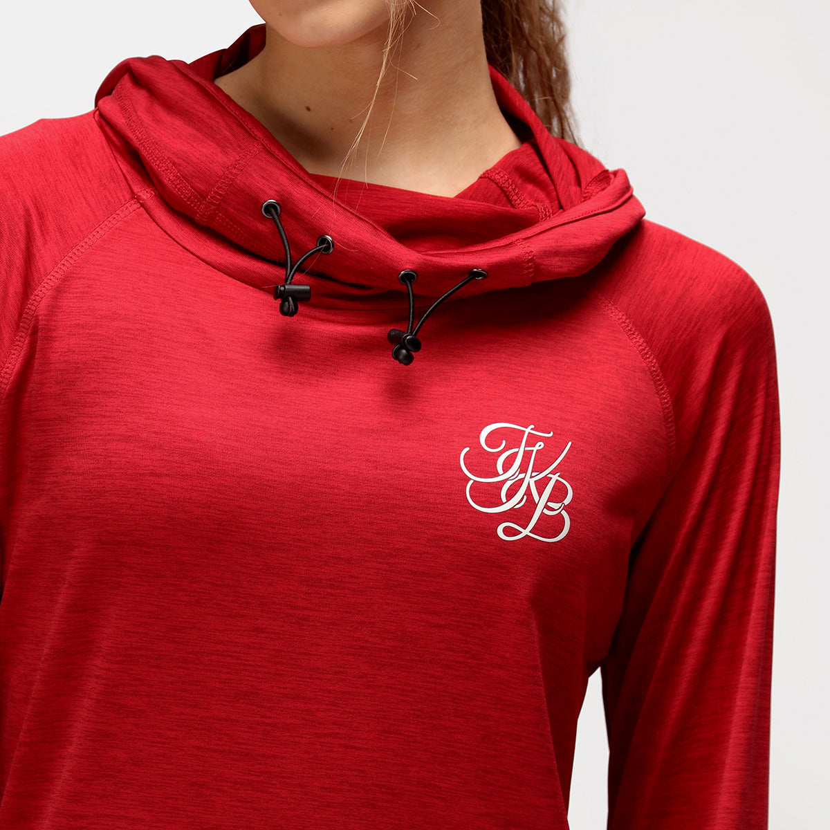 TKB Red Cowl Neck Hoodie for Women - Soft Fleece Pullover Sweatshirt with Hood - Cozy Winter Fashion for Casual Outfits & Lounge Wear