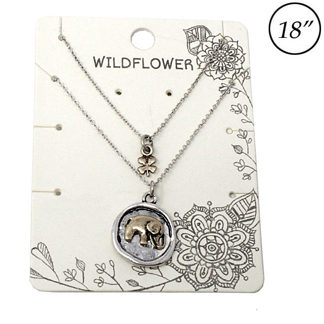 Gold Elephant & Clover Necklace Set - Elegant Jewelry for Women, Gift for Her - Perfect for Birthdays, Anniversaries & Special Occasions