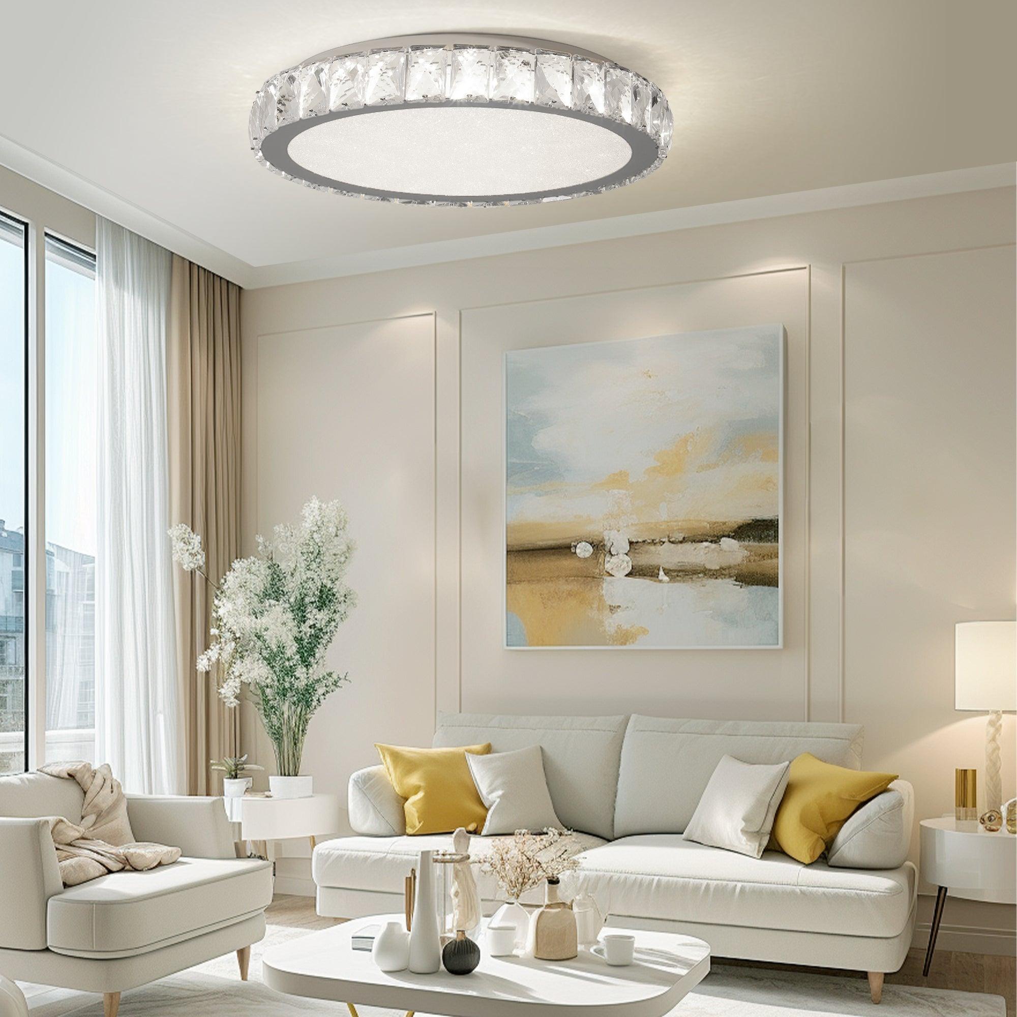 19.7 Inch Crystal LED Ceiling Light - 45W Dimmable Modern Flush Mount Fixture - Energy Saving LED Light for Living Room, Bedroom, Kitchen - Perfect for Home, Office & Restaurant Lighting