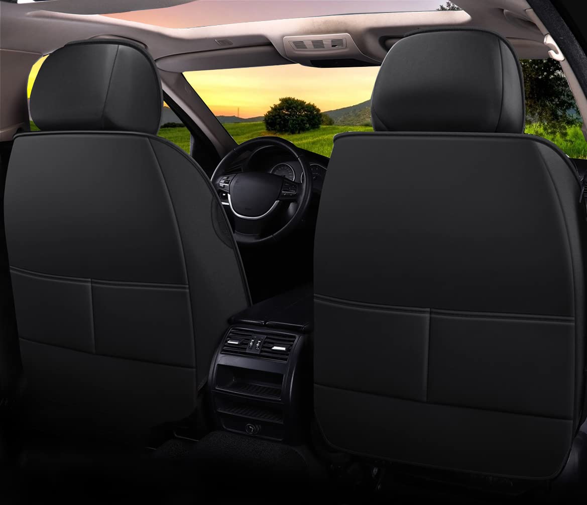 Universal 5-Seat Car Seat Cover Set - Synthetic Leather Protector for Most Cars & SUVs (Black/Pink) | Airbag Compatible | Perfect for Family Road Trips & Daily Commutes