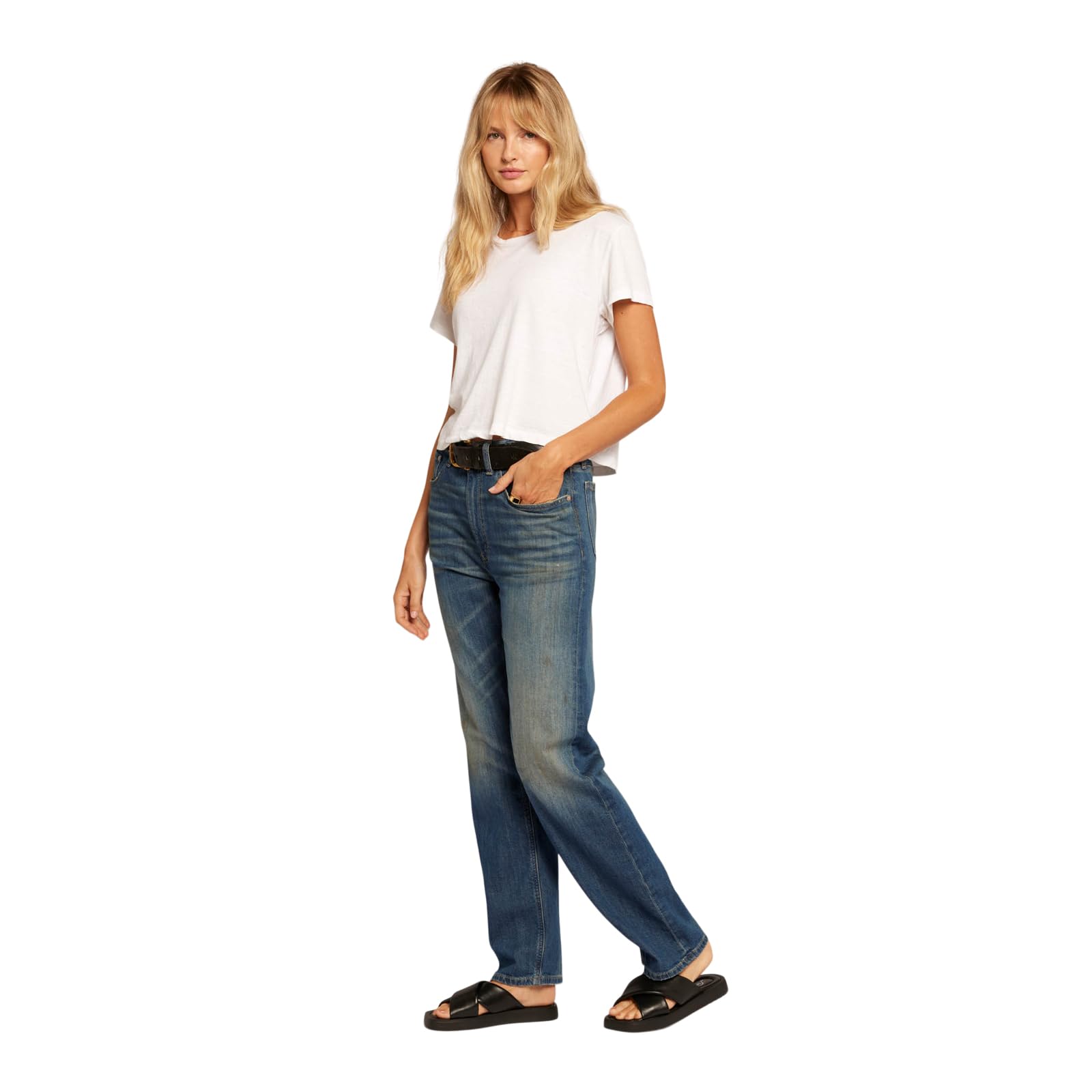 Current/Elliott Women's The Cody Straight Leg Jean - High Waist Stretch Denim Pants for Everyday Comfort | Perfect for Casual Outfits, Office Wear & Weekend Errands