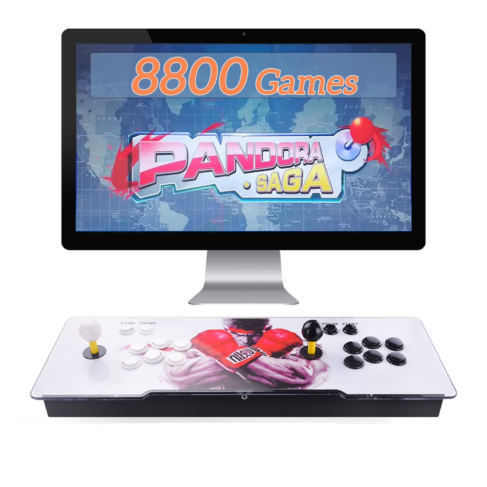 TAPDRA 3D Pandora SAGA Arcade Game Machine - 8800 Classic Games, 2-4 Player Support, 1280x720 HD Resolution with Search & Favorite Features - Perfect for Home Entertainment, Game Rooms, and Retro Gaming Parties