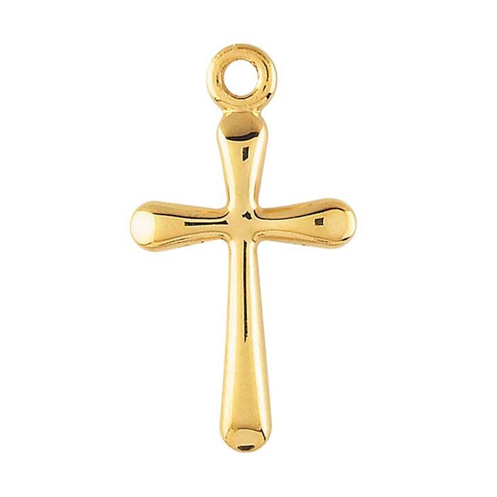 14K/40 Yellow Gold Filled Round Cross Pendant Necklace - Religious Jewelry for Women, Gift for Baptism, First Communion & Confirmation