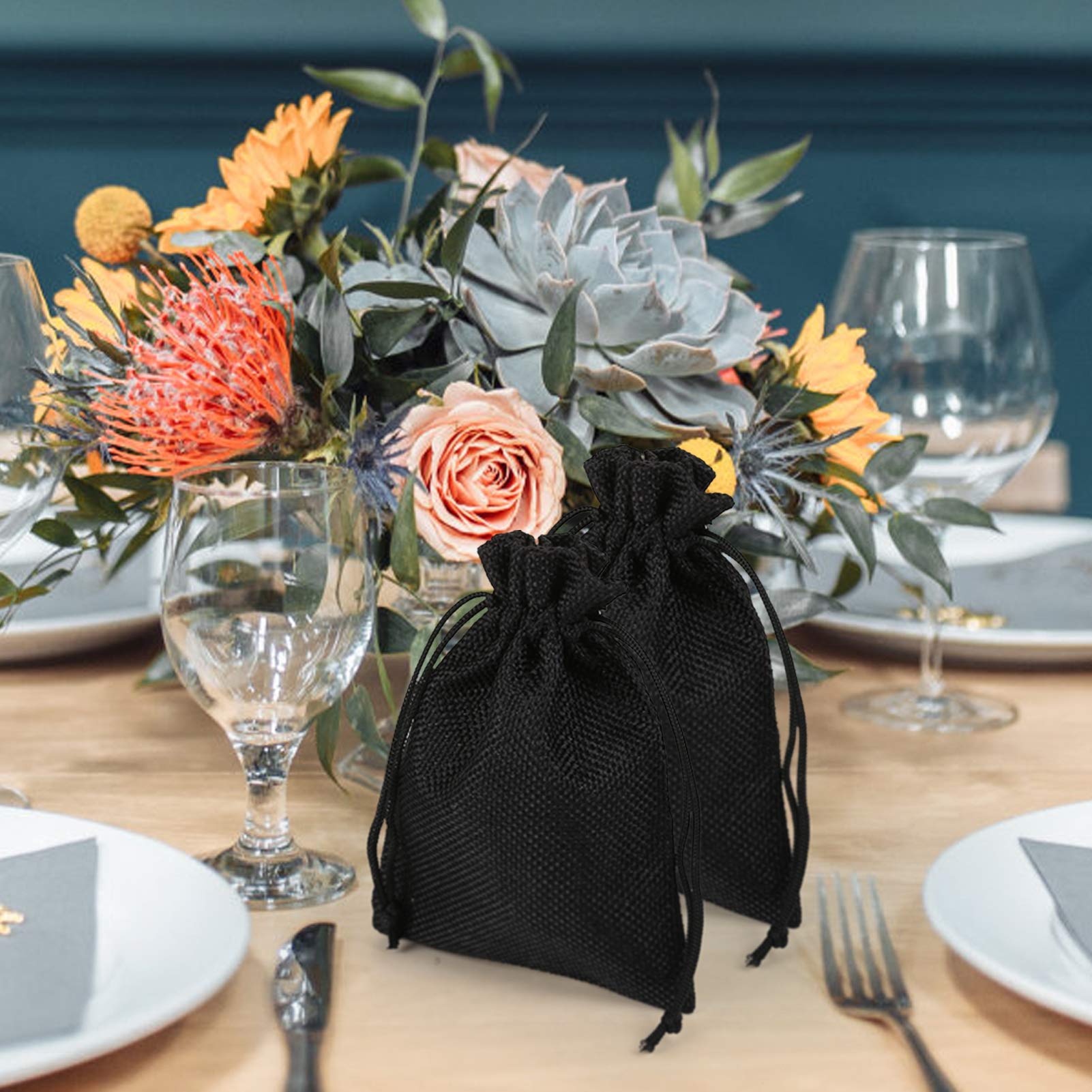 24-Piece Natural Burlap Drawstring Bags - Linen Gift Pouches for Jewelry, Wedding Favors, Party Gifts & DIY Crafts - Eco-Friendly Small Black Sacks for Handmade Presents & Event Decorations