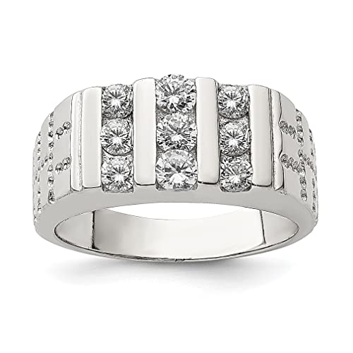 Sterling Silver Men's CZ Ring - Elegant Jewelry Gift for Dad & Him - Perfect for Weddings & Anniversaries