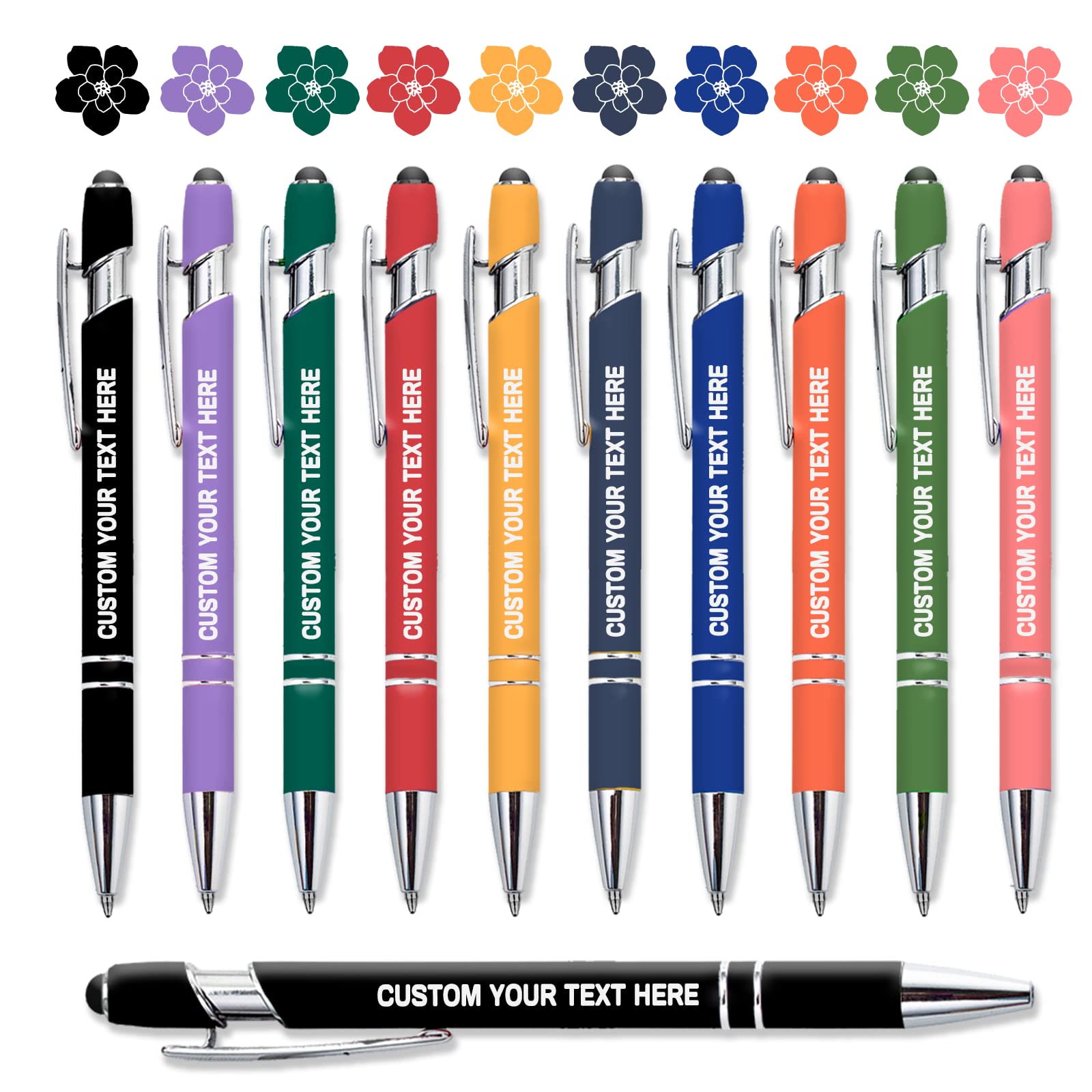 200 Personalized Engraved Ballpoint Pens Bulk - Custom Name Stylus Pens with Black Ink for Business, Wedding, Anniversary Gifts (Men & Women) - Perfect for Corporate Events, Promotions & Special Occasions