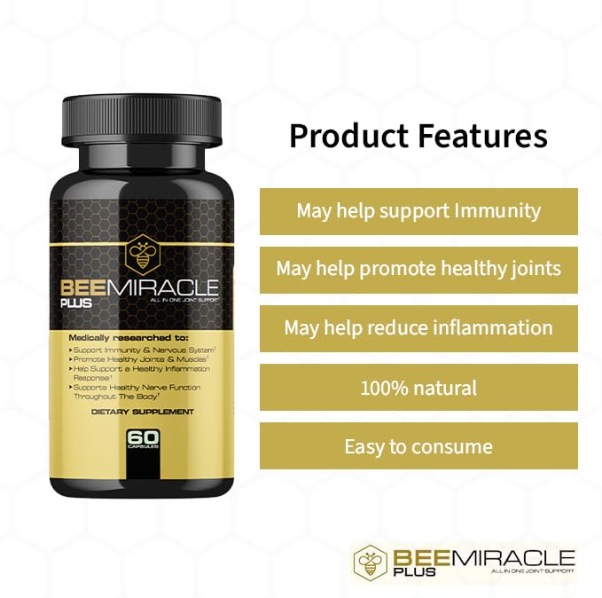 Premium Glucosamine & Apitoxin Supplement for Joint & Muscle Support - 60 Capsules per Bottle (4-Pack) - Relieve Pain & Improve Mobility for Active Lifestyles & Sports Recovery