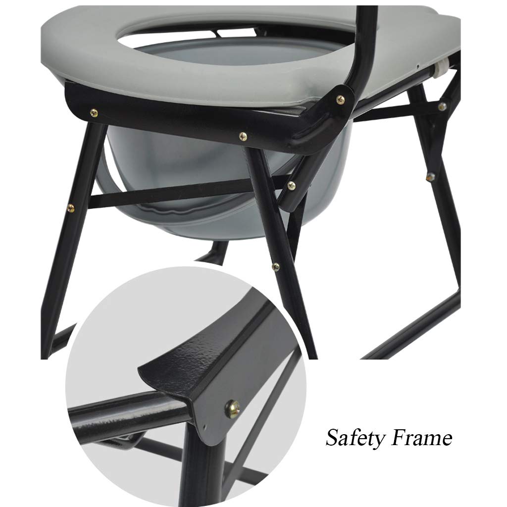**Portable Folding Commode Chair with Arms & Backrest - Lightweight Toilet Seat for Elderly, Disabled & Pregnancy - Homecare Bathroom Support for Indoor & Outdoor Use**