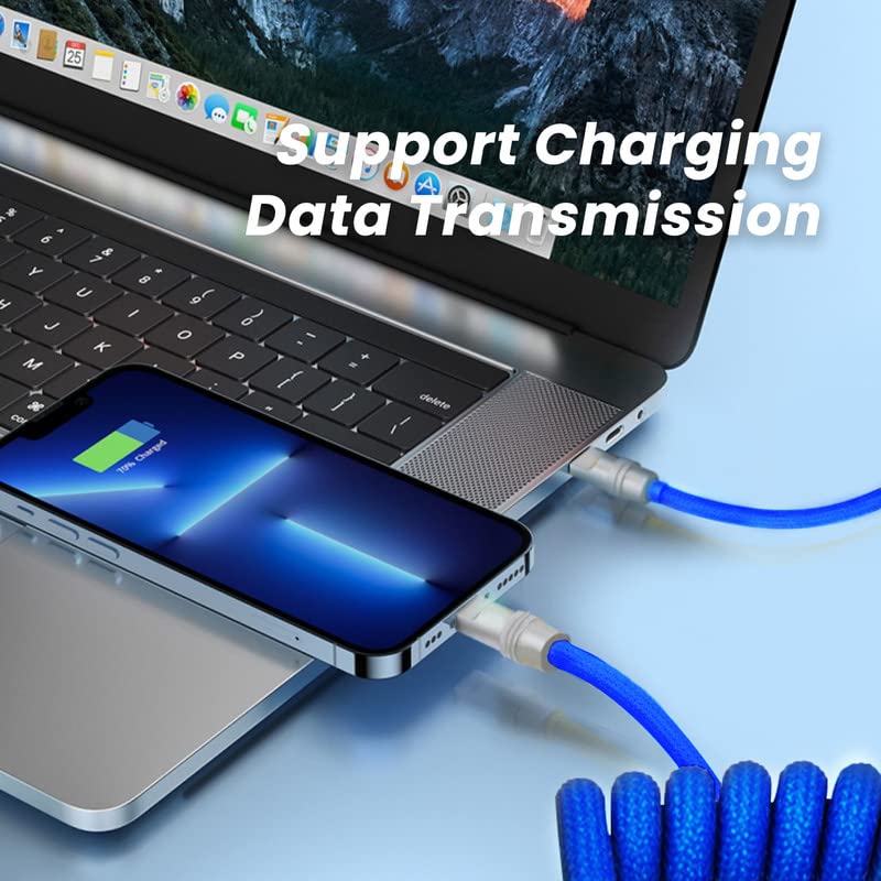 240W Fast Charging Cable USB-A to USB-C - Retractable Durable Charger Cord for iPhone, Samsung, iPad, Tablets - 1.3FT/2.3FT Length (Black) - Perfect for Travel, Office & Home Charging