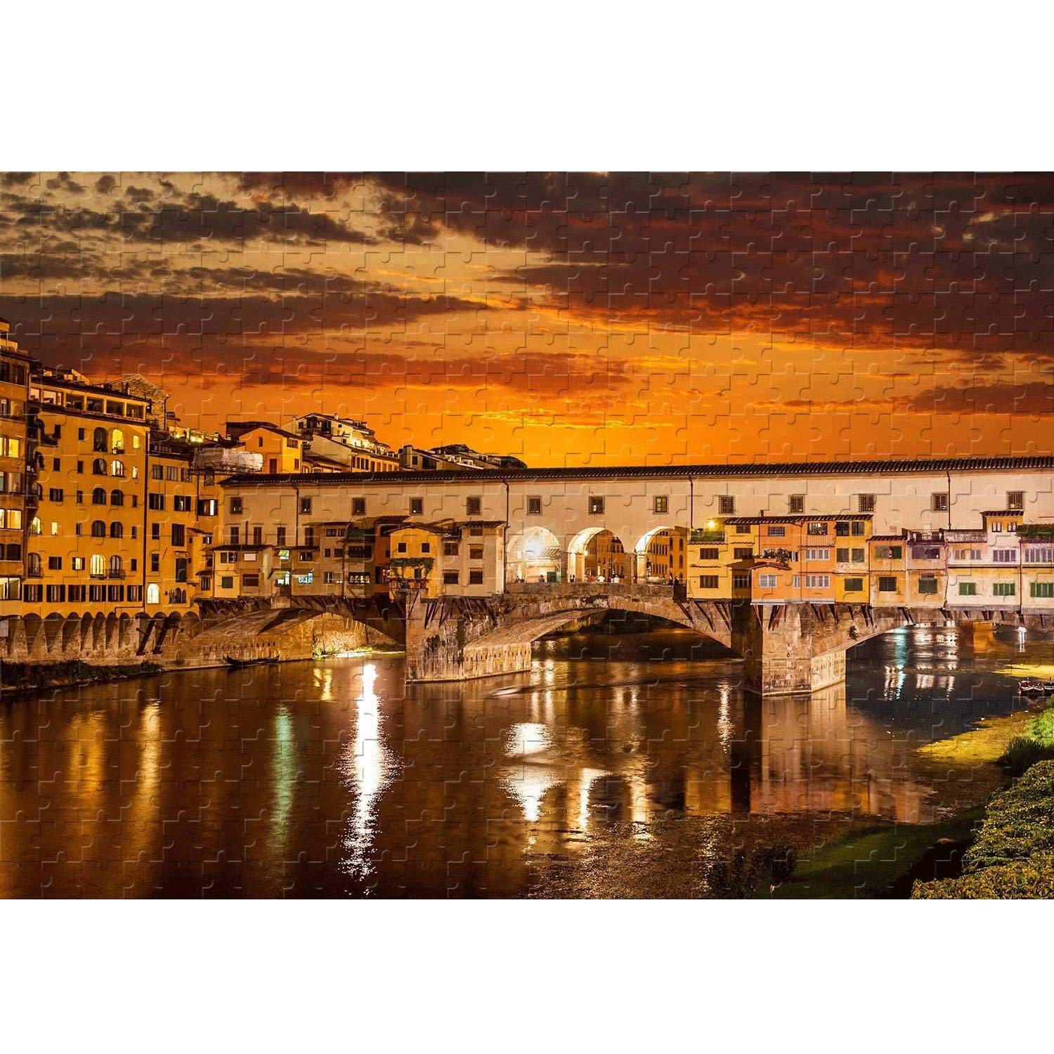 Ponte Vecchio Old Bridge Florence Italy Jigsaw Puzzle - 500, 1000, 1500, 2000, 3000 Pieces for Adults - Challenging Large Piece Floor Puzzle - Perfect Birthday Gift & Home Decoration - Relaxing Activity for Puzzle Enthusiasts & Italian Art Lovers