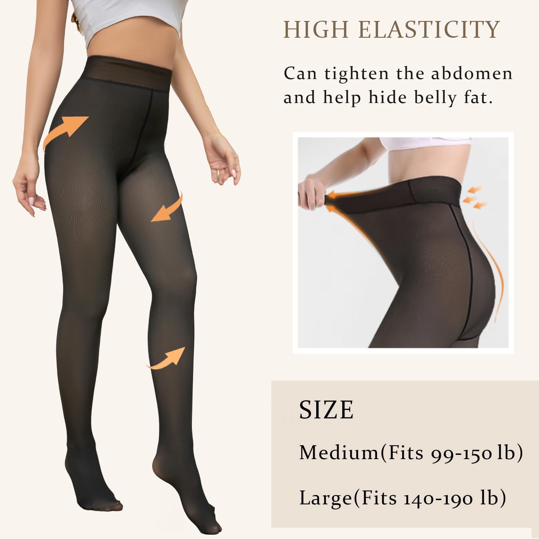Women's Fleece Lined Thermal Tights - High Waist Thick Opaque Winter Leggings with Elastic Waistband | Warm Fleece-Lined Pantyhose for Cold Weather, Outdoor Activities & Layering