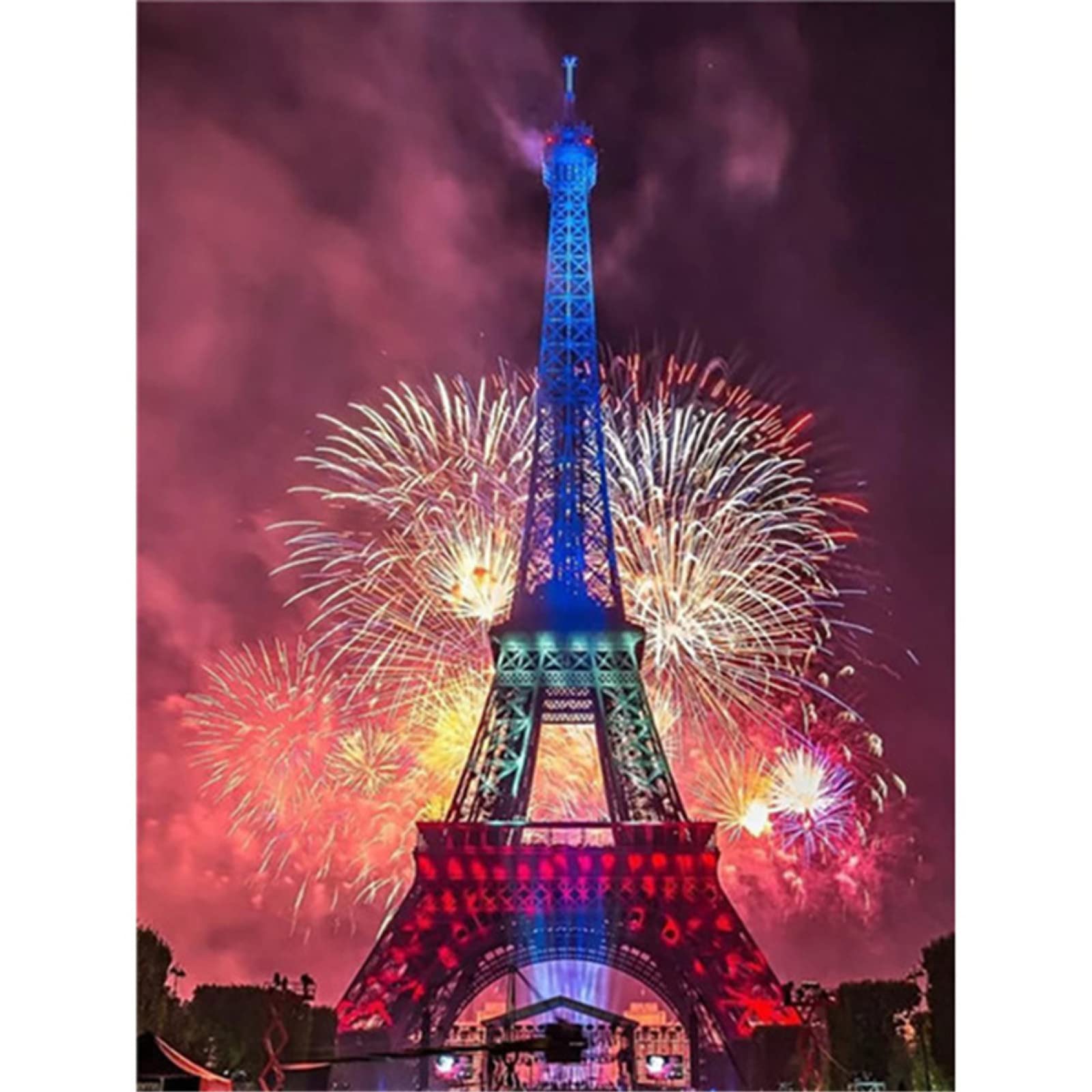 5D Diamond Painting Kits for Adults - Colorful Eiffel Tower Fireworks DIY Diamond Art, Full Drill Rhinestone Cross Stitch Mosaic Wall Decor (80x120cm) | Creative Gift Idea for Home Decor, Relaxation & Stress Relief