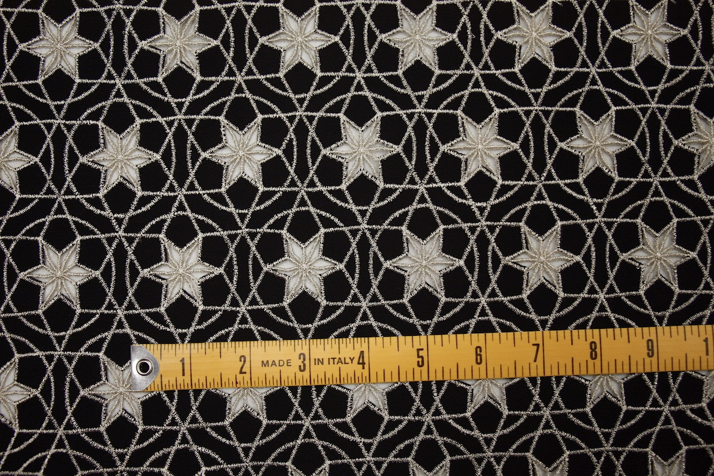 Premium Black Star Embroidery Swimwear Fabric - High-Quality Stretch Material for Bikinis, Swimsuits & Beachwear - Perfect for Summer Fashion & Poolside Style