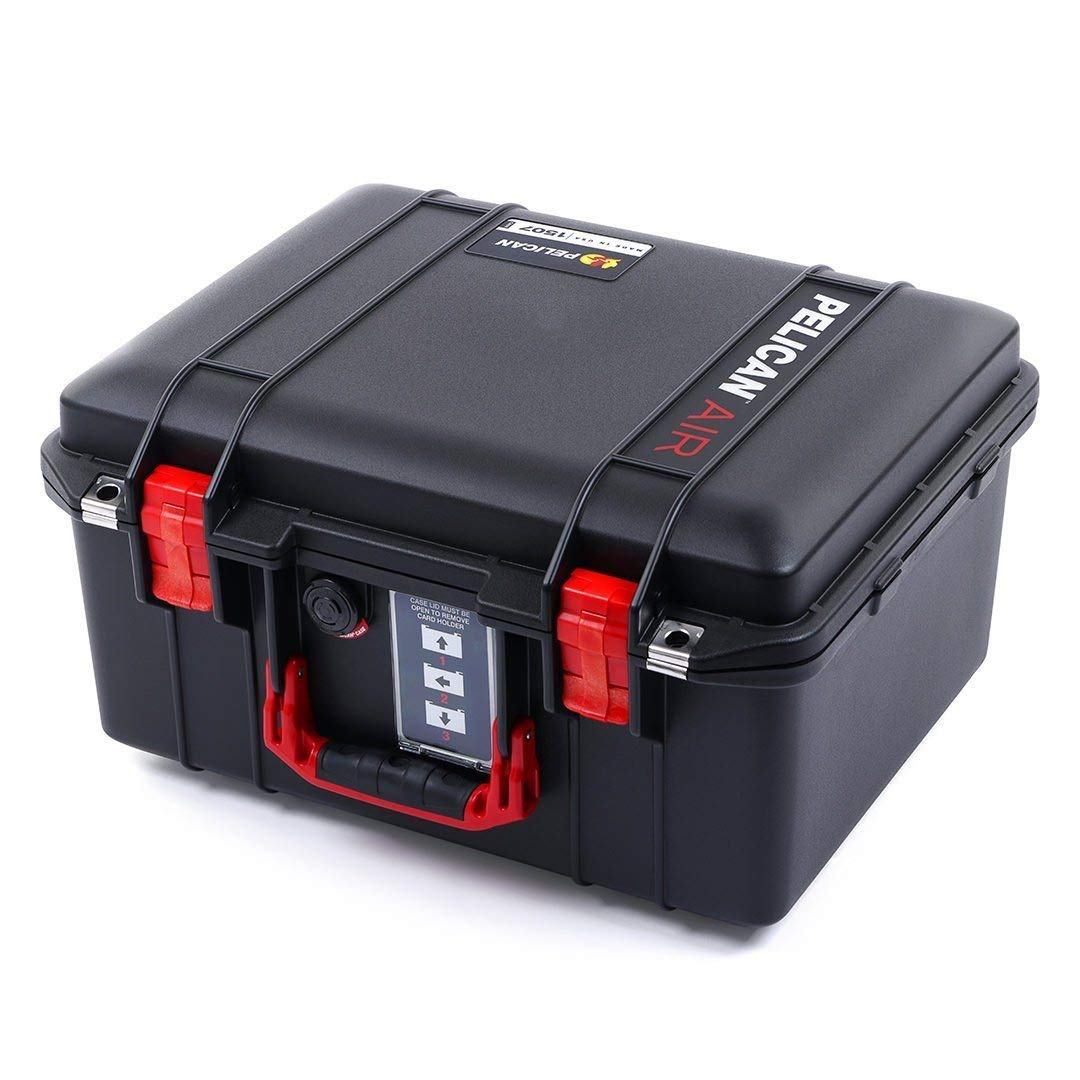 Pelican 1507 Black & Red Protective Air Case with Customizable Foam Insert - Waterproof, Shockproof, Dustproof Hard Case for Camera, Drone, Electronics, Tools & Outdoor Gear