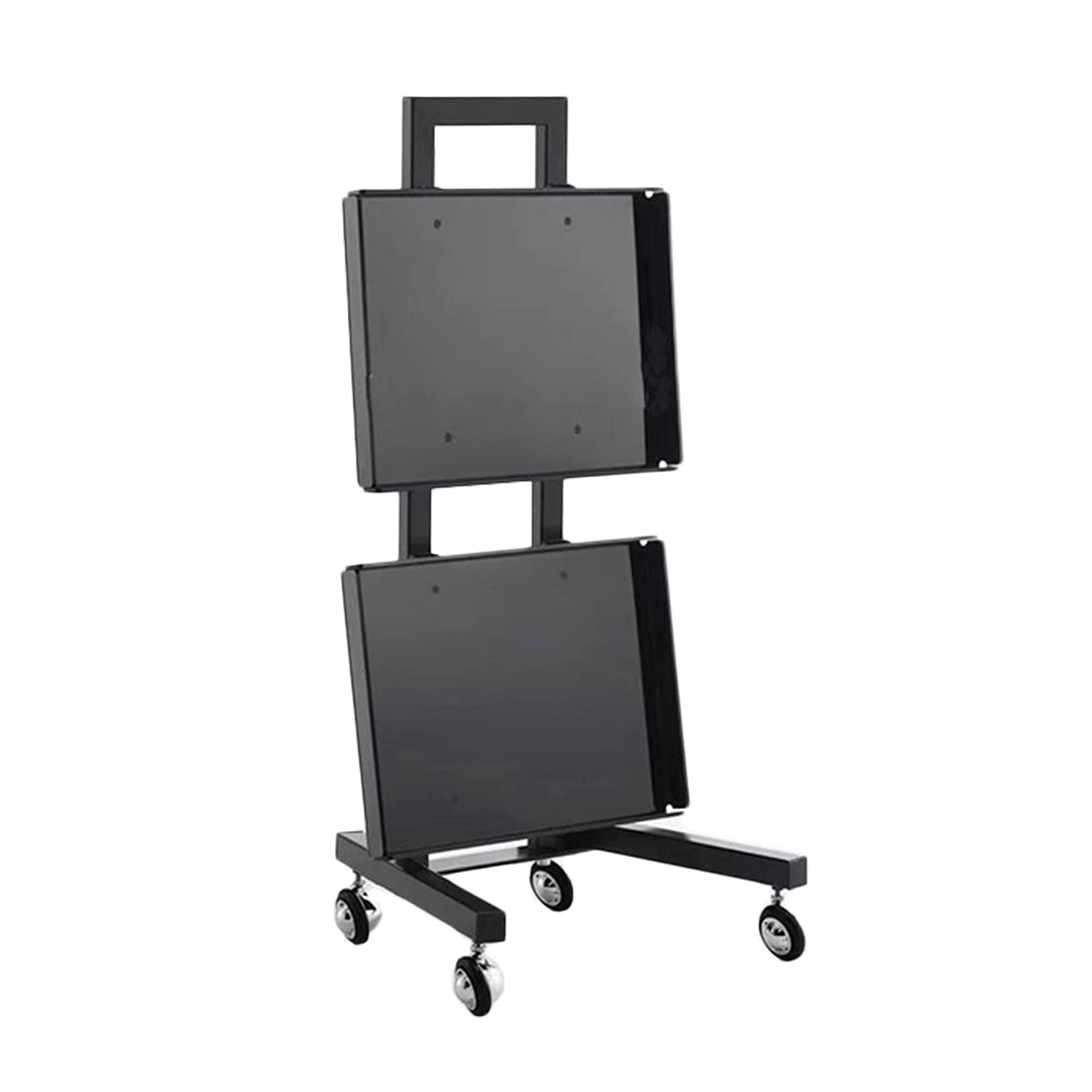 Black Acrylic 2-Tier Rolling Beauty Cart with Large Tray - Small Trolley Organizer on Wheels for Salon, Spa & Dental Clinic Storage - Perfect for Mobile Makeup Stations, Hair Styling Tools & Medical Supplies