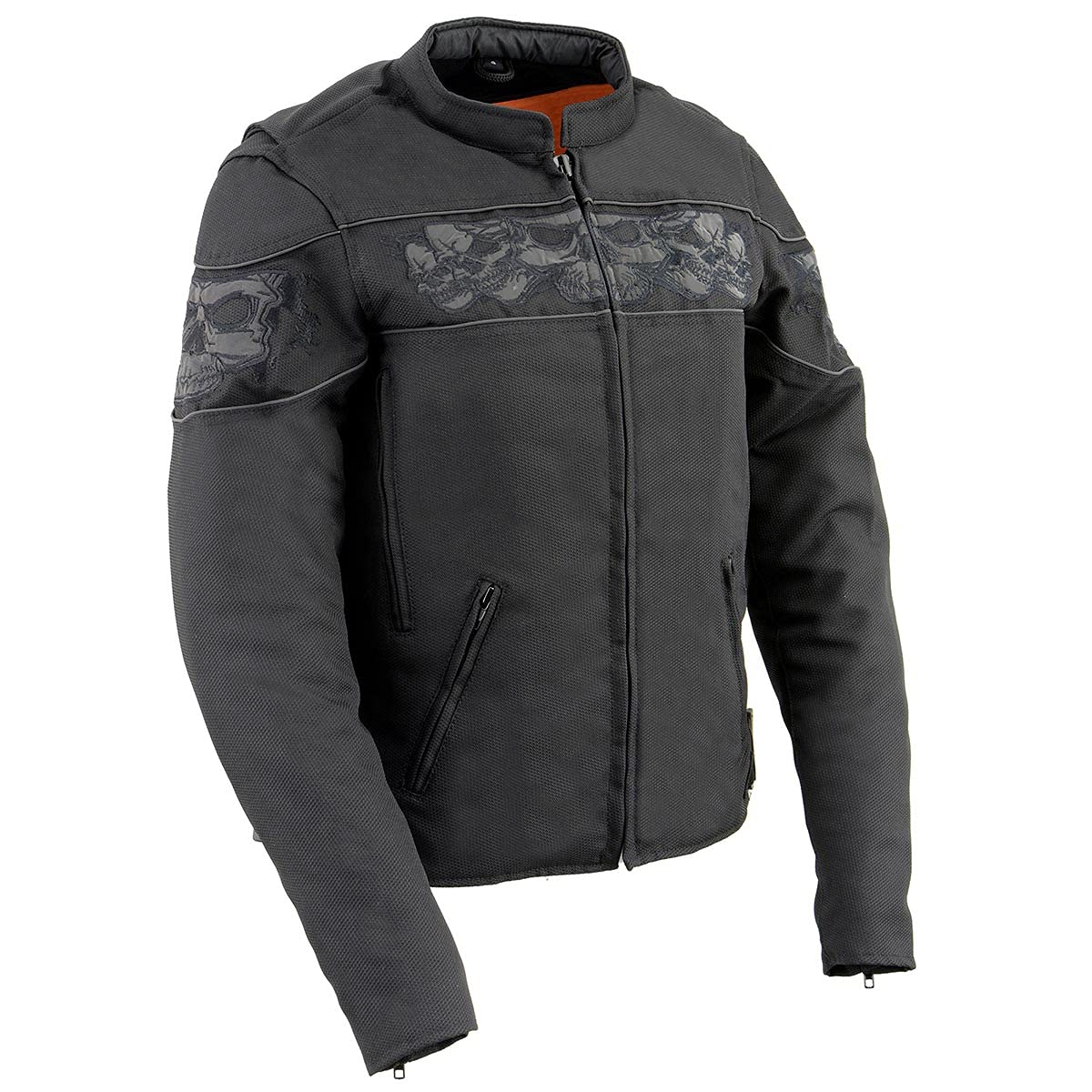 Milwaukee Leather MPL2730 Women's Black Crossover Textile Scooter Jacket with Reflective Skulls - Stylish & Protective Motorcycle Gear for Urban Commuting & Night Riding