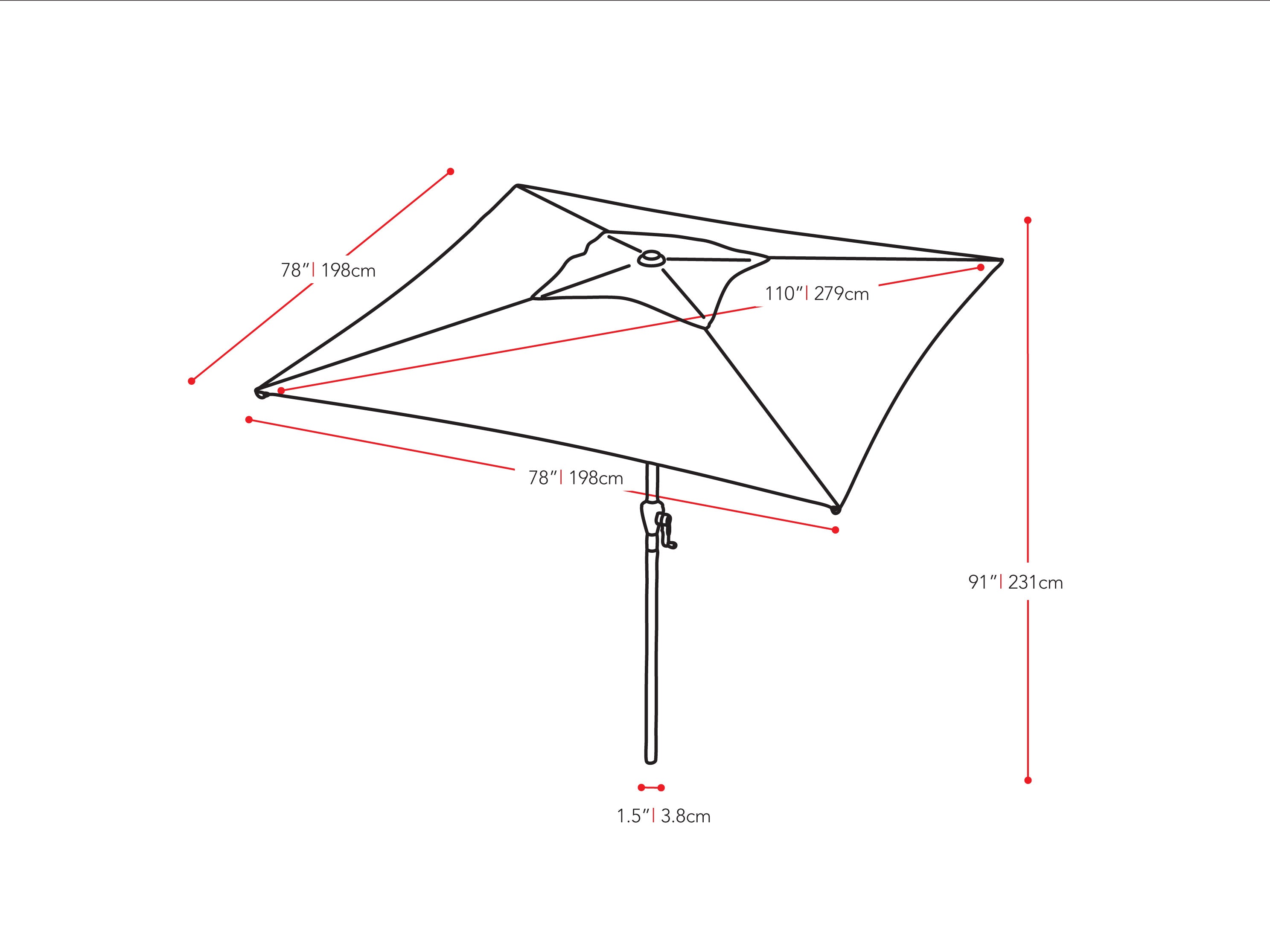 9ft Black Square Patio Umbrella - Outdoor Sun Shade for Pool, Garden, and Backyard - Heavy Duty Cantilever Umbrella with Wind Vent for Patio Furniture