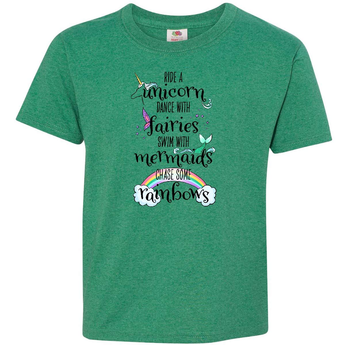 Ride a Unicorn Dance with Fairies Swim with Mermaids Youth T-Shirt | Fun Fantasy Graphic Tee for Kids | Perfect for Birthday Parties, Dress-Up & Playtime