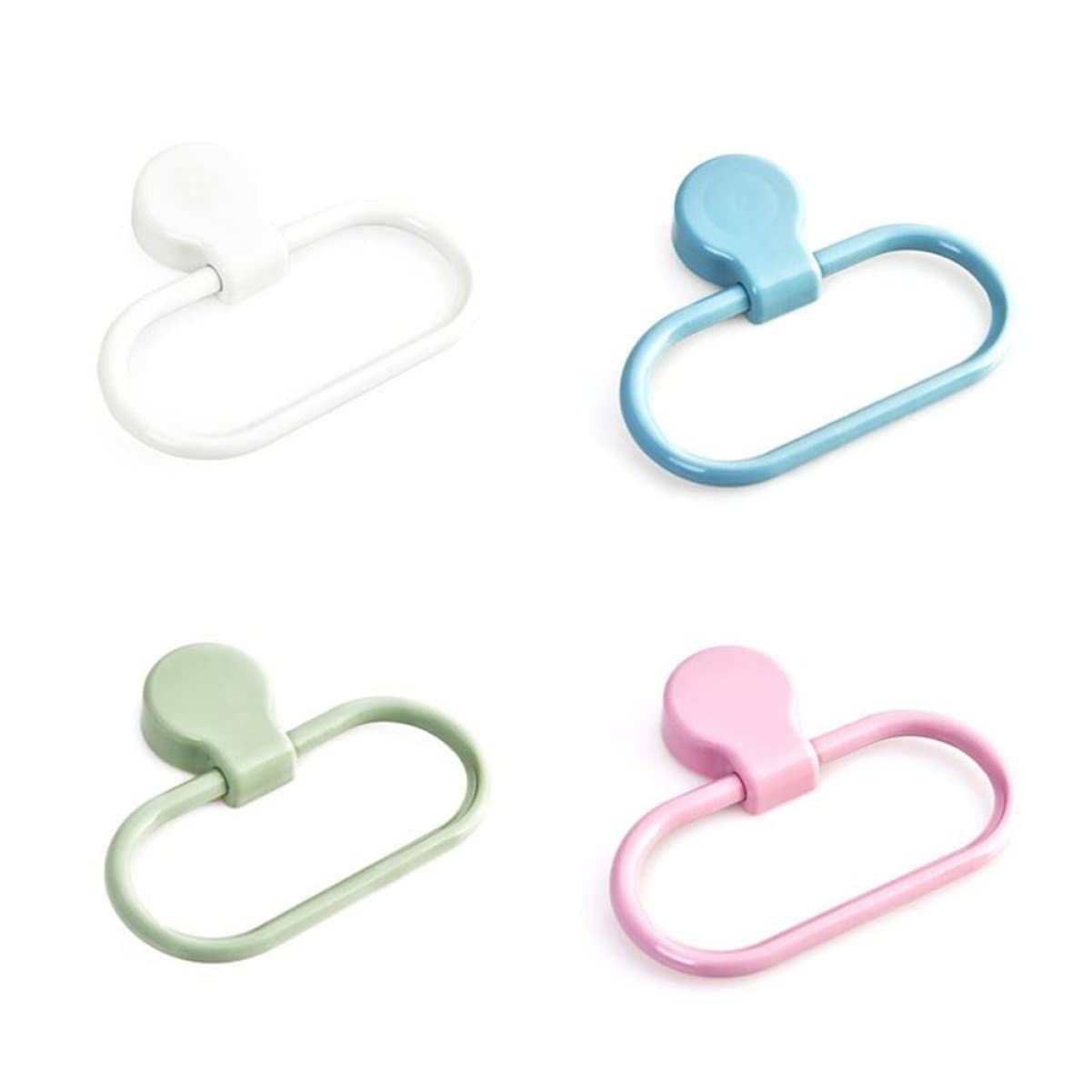 Cabilock Adhesive Plastic Wall Mount Towel Holder Ring - Bathroom Hand Towel Hanger for Kitchen, Bath, RV & Dorm - No Drill Easy Installation
