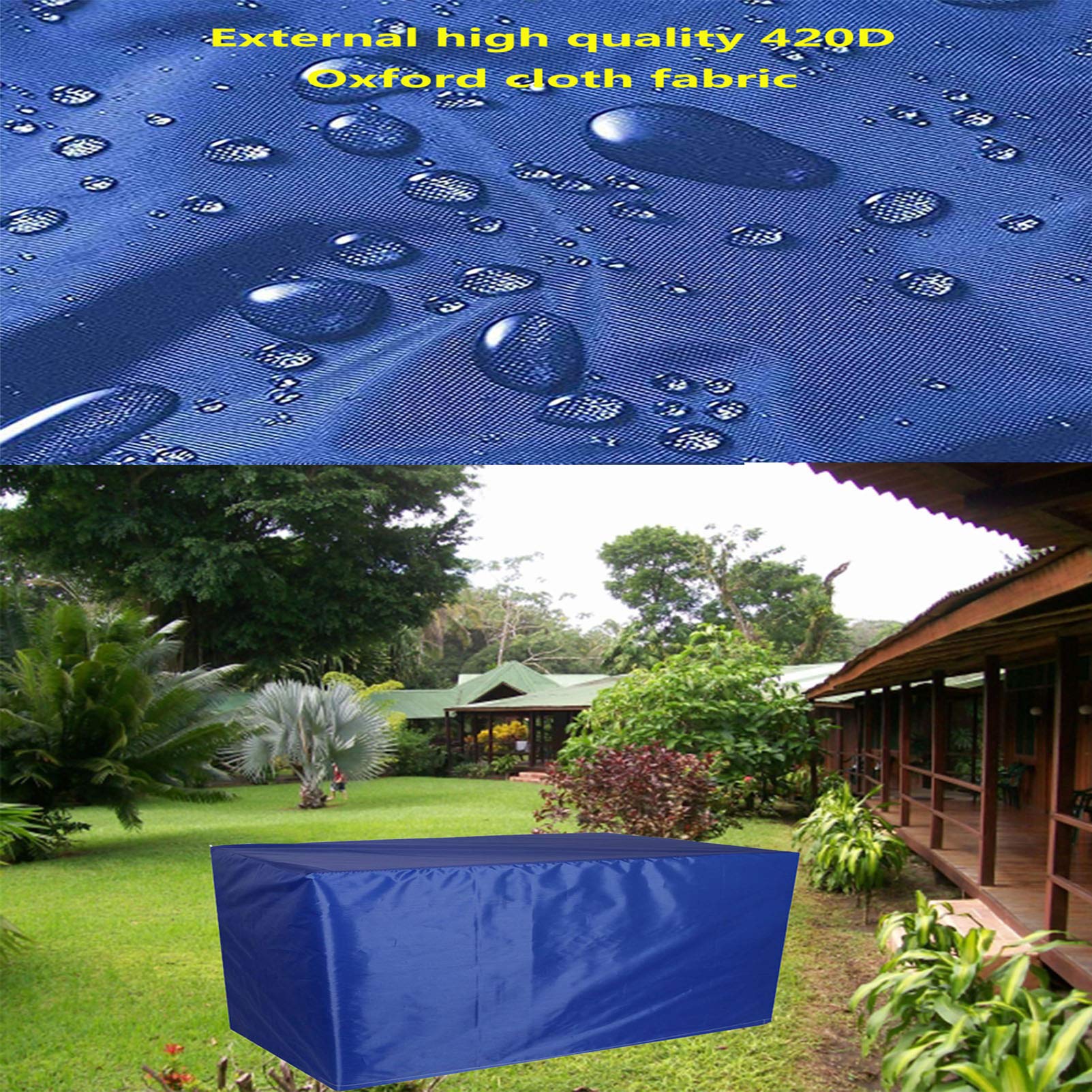 60x60x30in Waterproof Square Garden Table Cover - Heavy Duty 420D Oxford Fabric Outdoor Furniture Cover - Windproof & Anti-UV Patio Table Protector - Perfect for Backyard, Deck, and Poolside Use