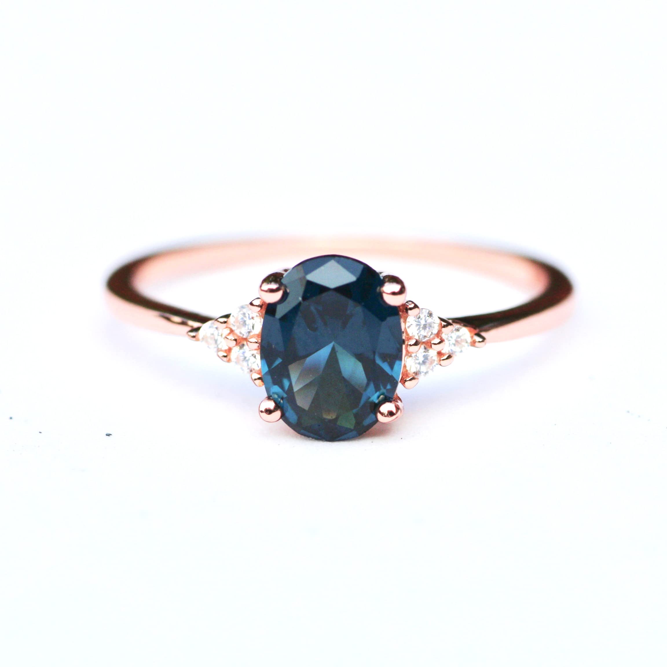 Lab-Created London Blue Topaz Ring in Rose Gold - December Birthstone Jewelry for Women, Perfect for Gifts, Anniversaries & Special Occasions