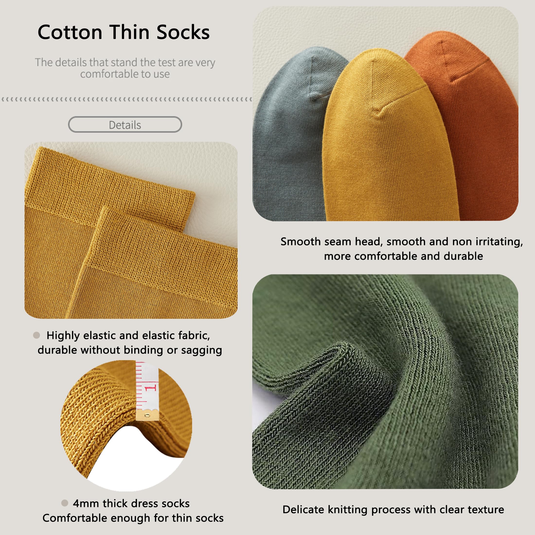 Women's Thin Cotton Socks - Soft Breathable Above Ankle Crew Socks (6-Pack) - Perfect for Everyday Wear, Workouts & Casual Outfits