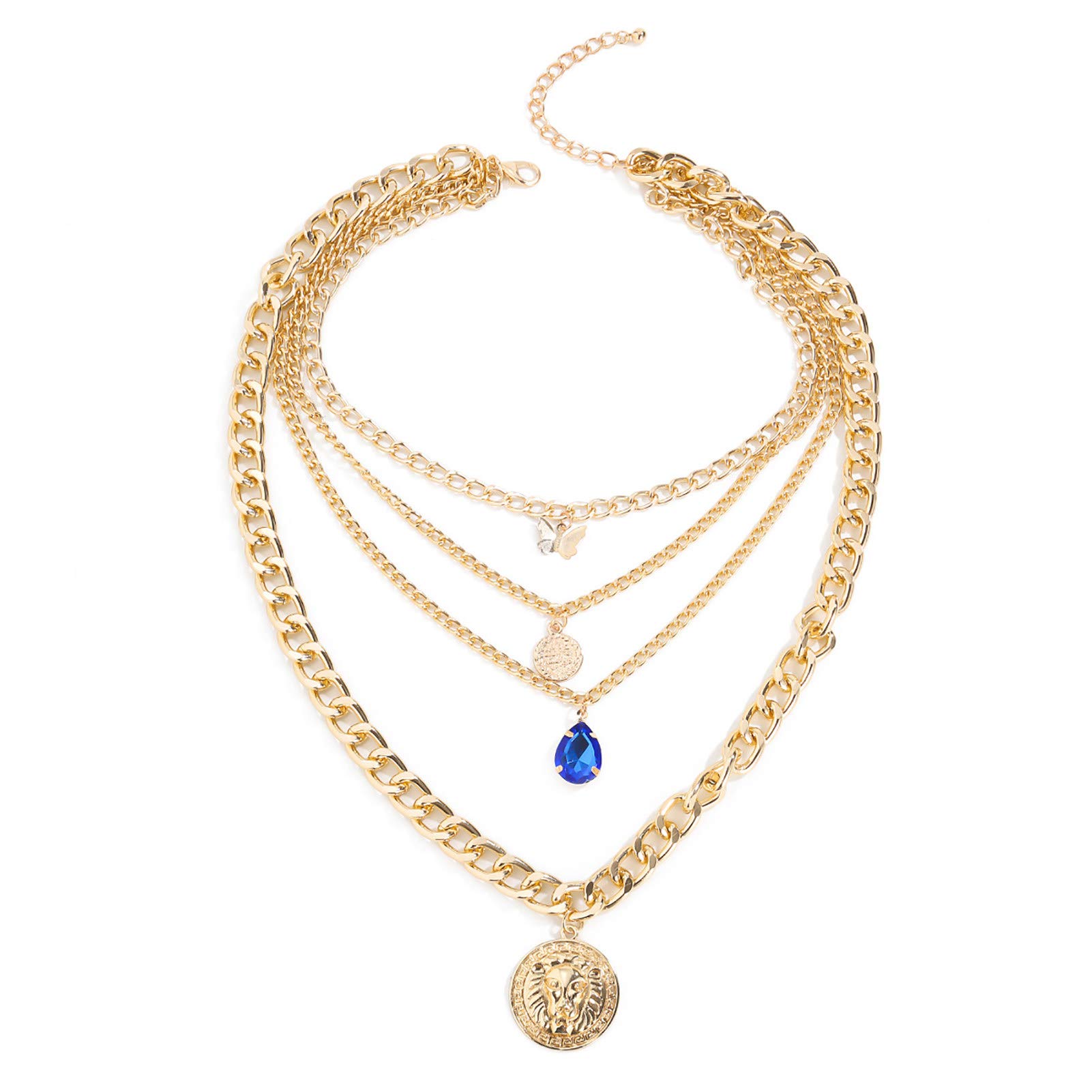 KGJQ 4Pcs Butterfly Pendant Necklace Set - Elegant Retro Clavicle Chain for Women & Girls, Gold Plated Dainty Jewelry Gift for Birthday, Valentine's Day | Perfect for Daily Wear, Parties & Special Occasions