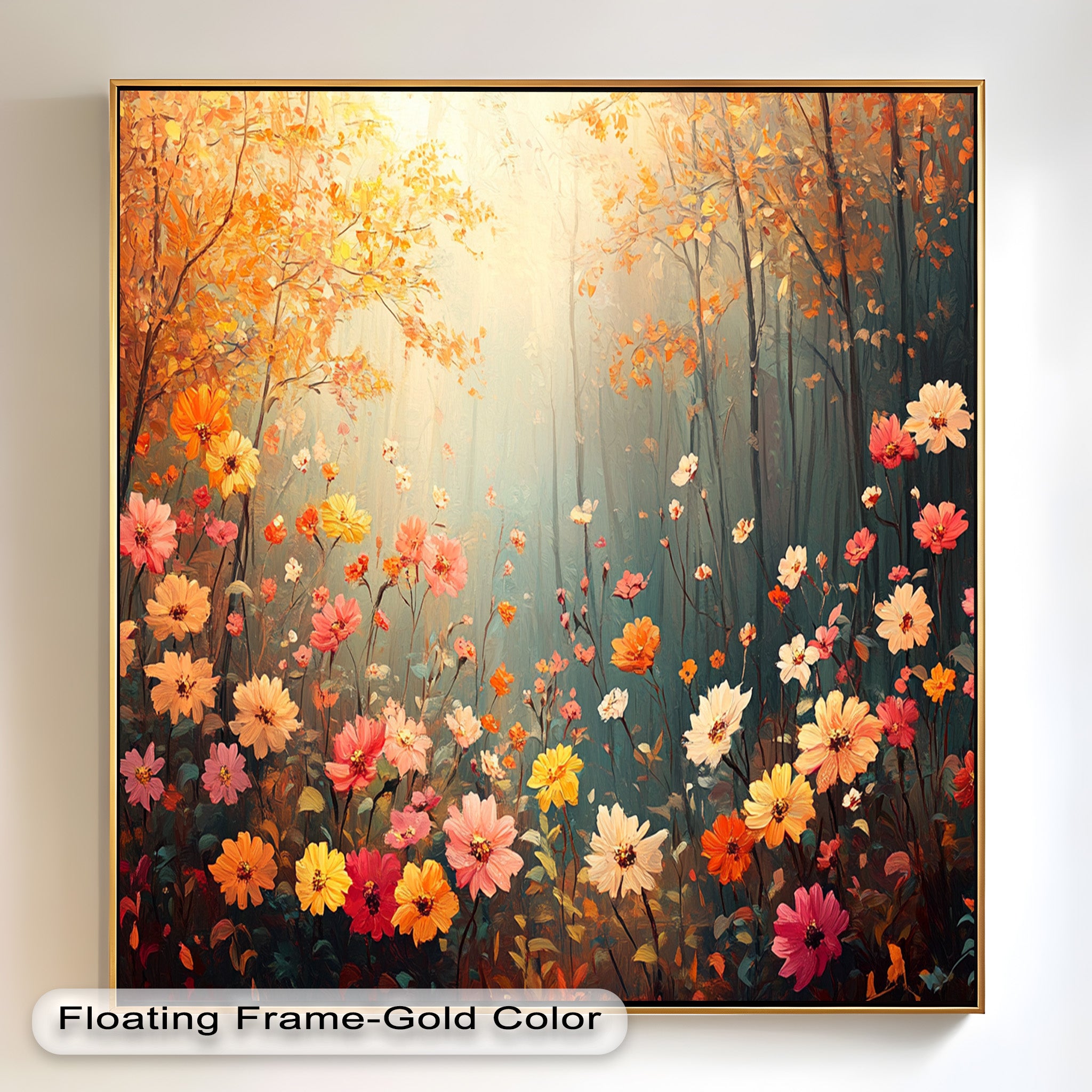 Blooming Forest Light - Vibrant Floral Oil Painting Wall Art for Living Room, Bedroom & Office Decor