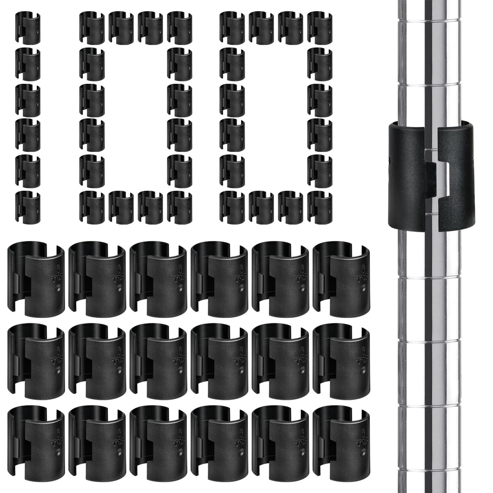 200 Pack 1 Inch Wire Shelf Lock Clips - Heavy Duty Shelf Clips for Post Shelving, Durable Wire Shelf Sleeves Replacement for Closet Organizers, Garage Storage & Commercial Shelving Systems (100 Pairs) - Perfect for Home, Office & Retail Use
