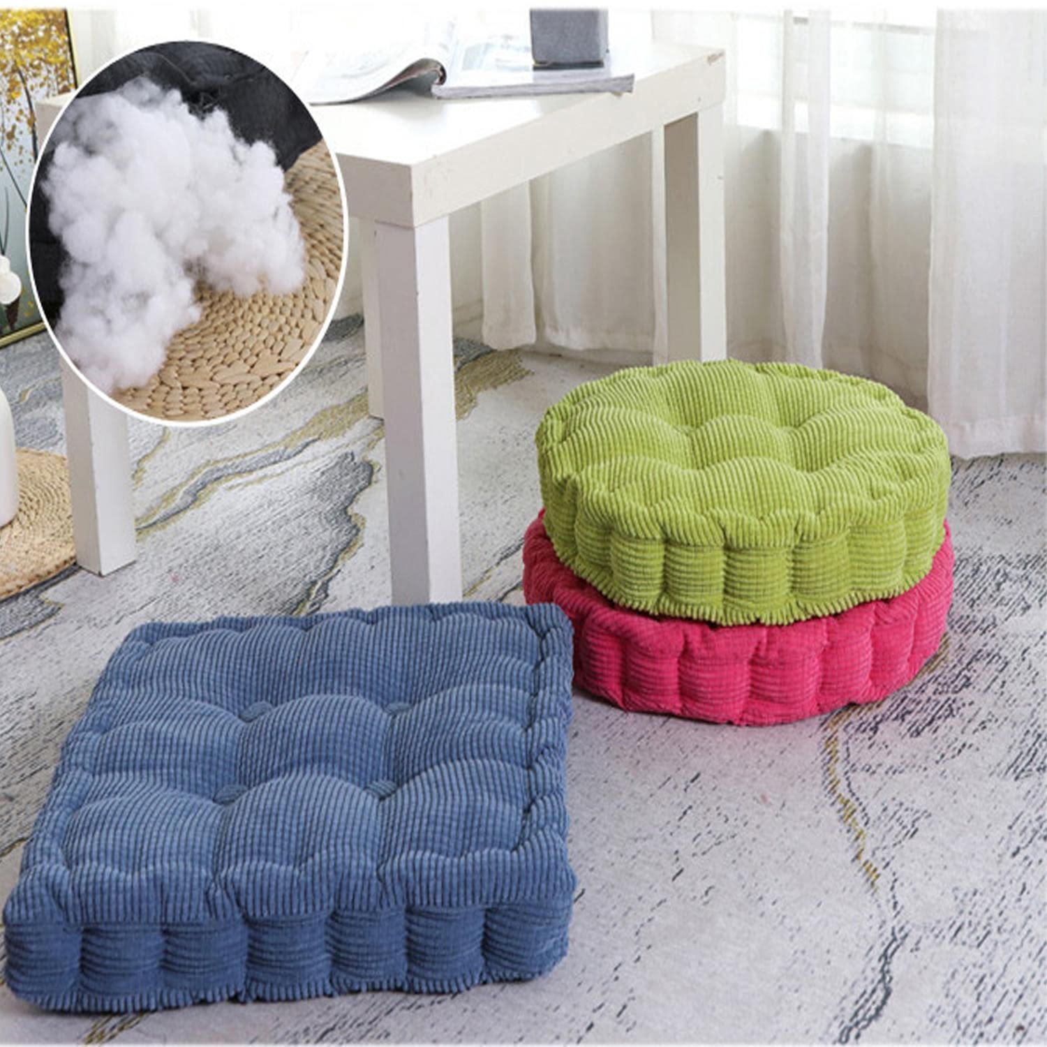 Set of 2 Square Chair Seat Cushions - Soft Indoor Chair Pillows for Home, Kitchen & Dining - Breathable Comfortable Chair Pads for Office, Living Room & Patio Furniture