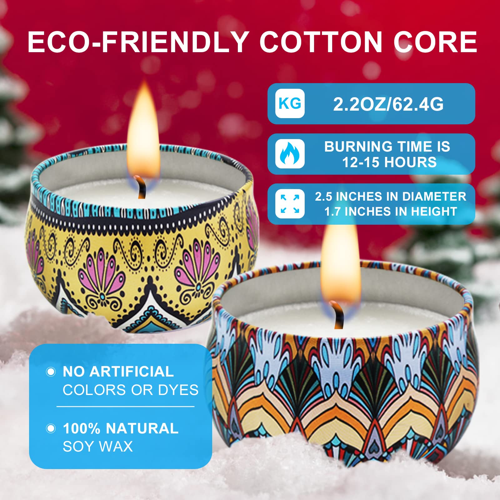 8 Pack Aromatherapy Soy Candles - Natural Stress Relief Scented Candles 2.5oz for Home, Valentine's Day, Christmas & Holiday Decor | Perfect for Relaxation, Romantic Gifts & Party Decorations