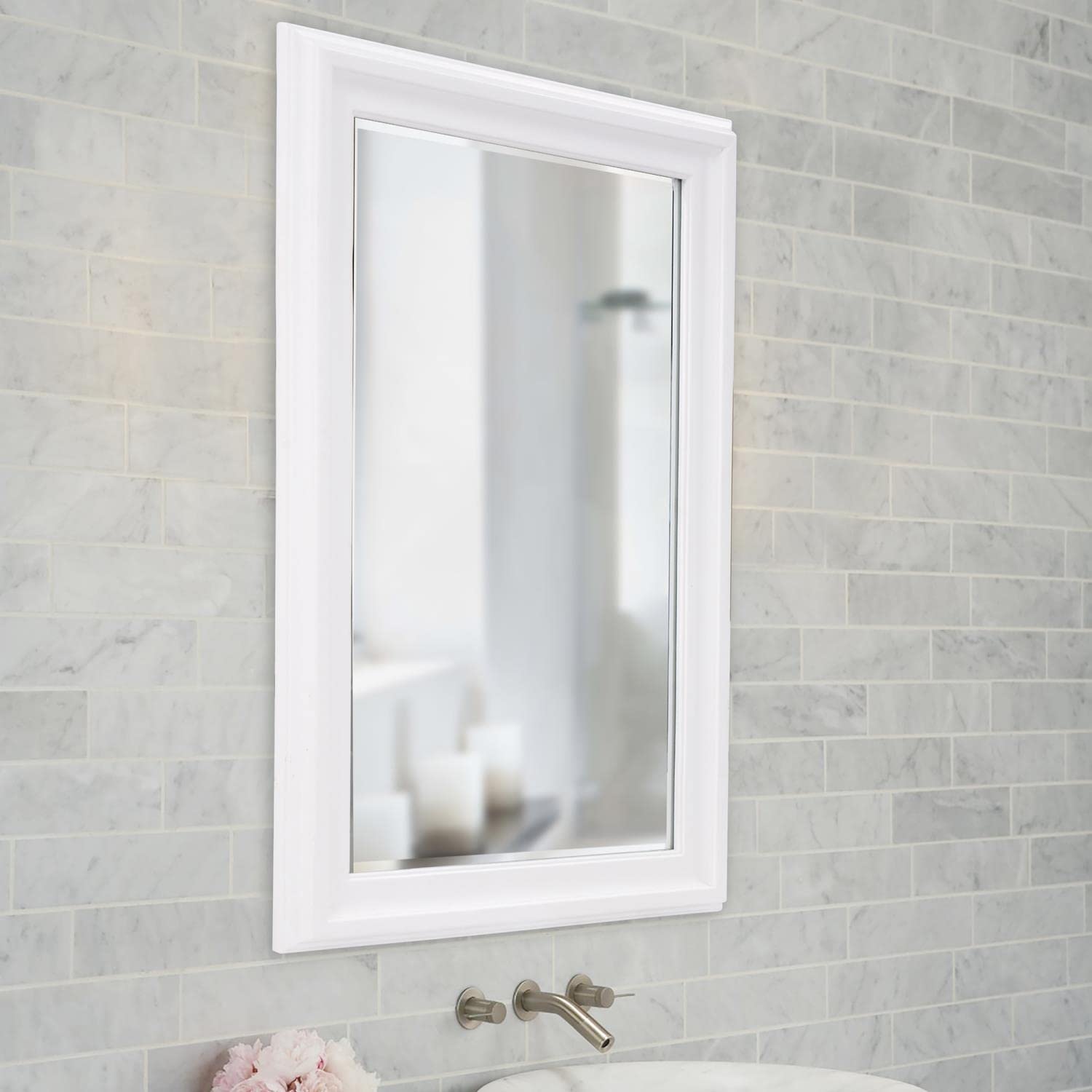 James Mirror - Light Brown Wooden Wall Mirror for Living Room, Bedroom & Entryway - Elegant Home Decor & Functional Mirror for Vanity, Dressing & Makeup